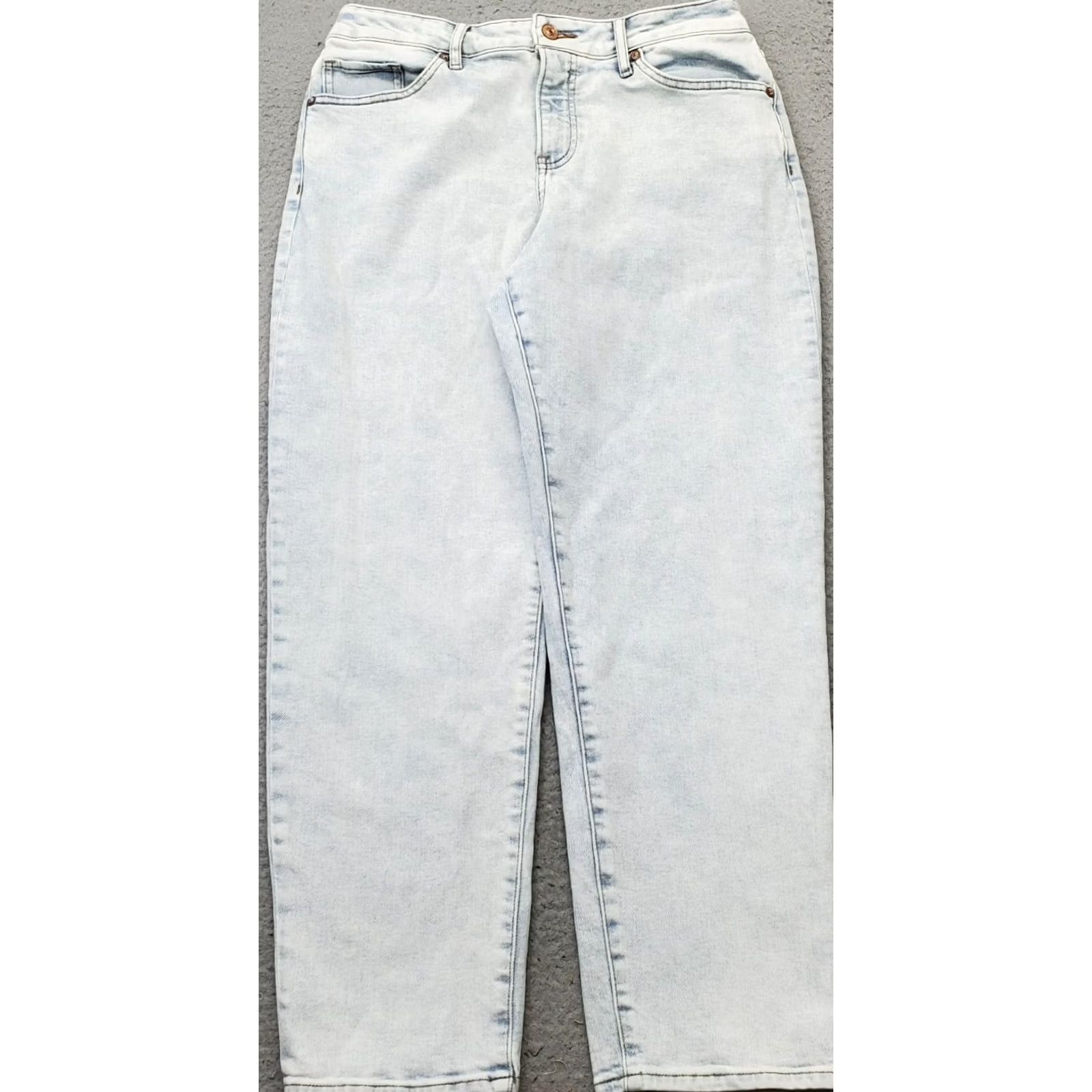 Express Express Womens 8 Jeans Boyfriend Mid Rise Light Wash Straight Leg Denim Leather? Size 30" / US 8 / IT 44 - 2 Thumbnail