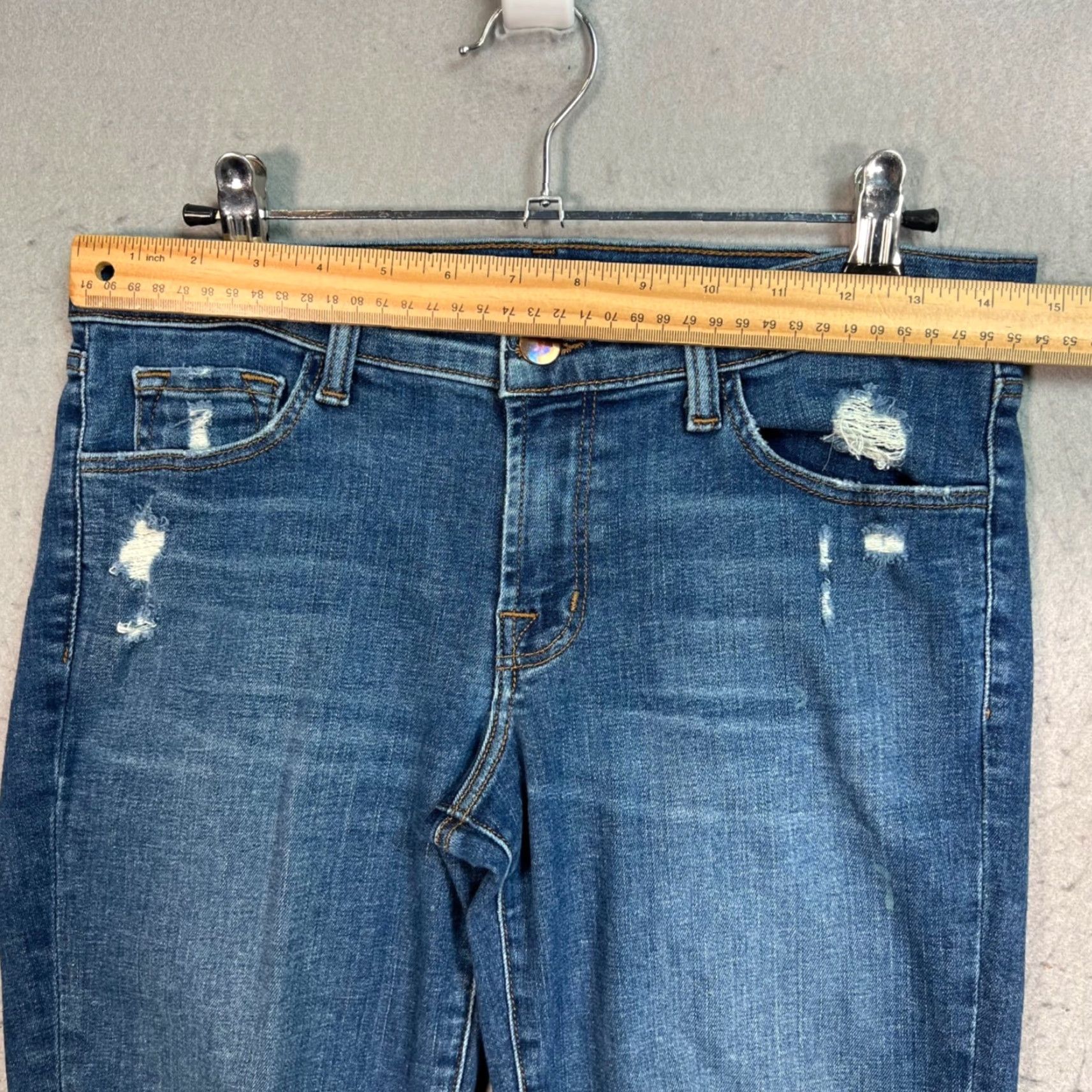 J Brand J Brand Jeans Womens 28 Low Rise Crop Distressed Skinny Denim Blue Cotton Blend 5-Pocket Design Girls Womens Size 28" / US 6 / IT 42 - 7 Thumbnail