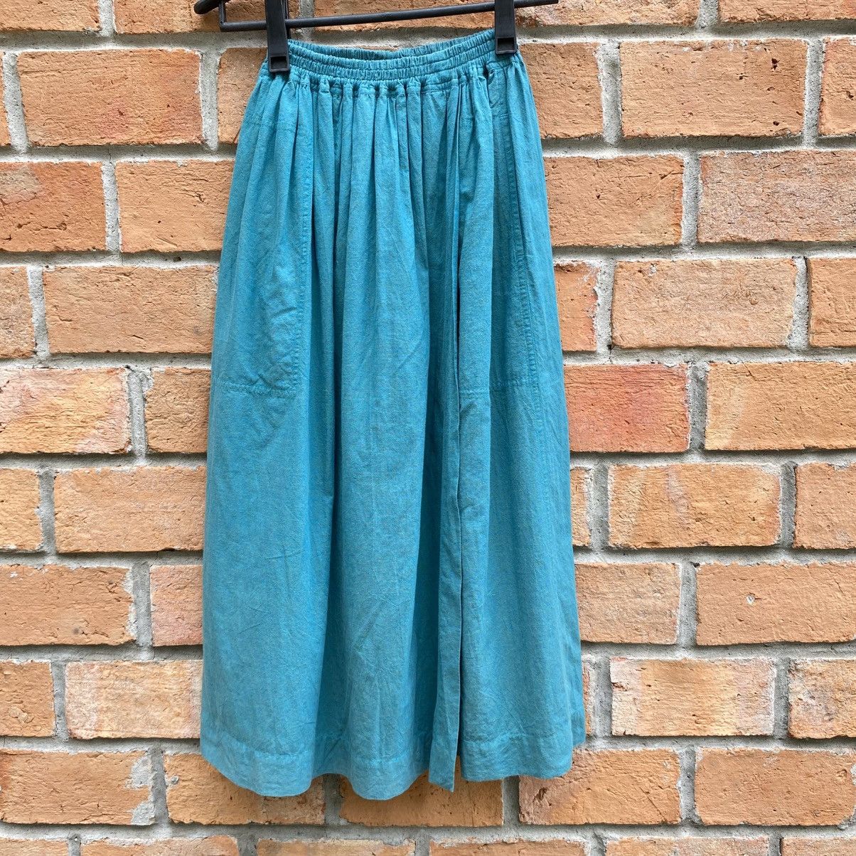 Issey Miyake Plantation Teal Cotton Midi Skirt Size 25" / US 0 / IT 36 - 4 Thumbnail