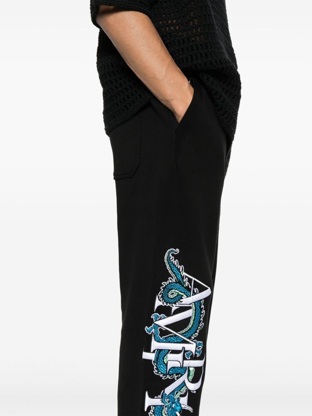 Amiri oc11z0225 CNY Dragon Cotton Track Pant in Black Size US 30 / EU 46 - 5 Thumbnail
