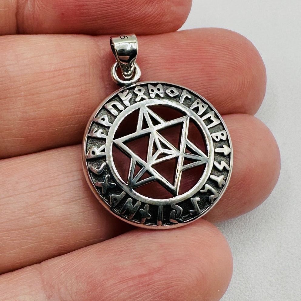 The Unbranded Brand Sterling Silver Star of David Pendant – Hebrew Rune Size ONE SIZE - 4 Thumbnail