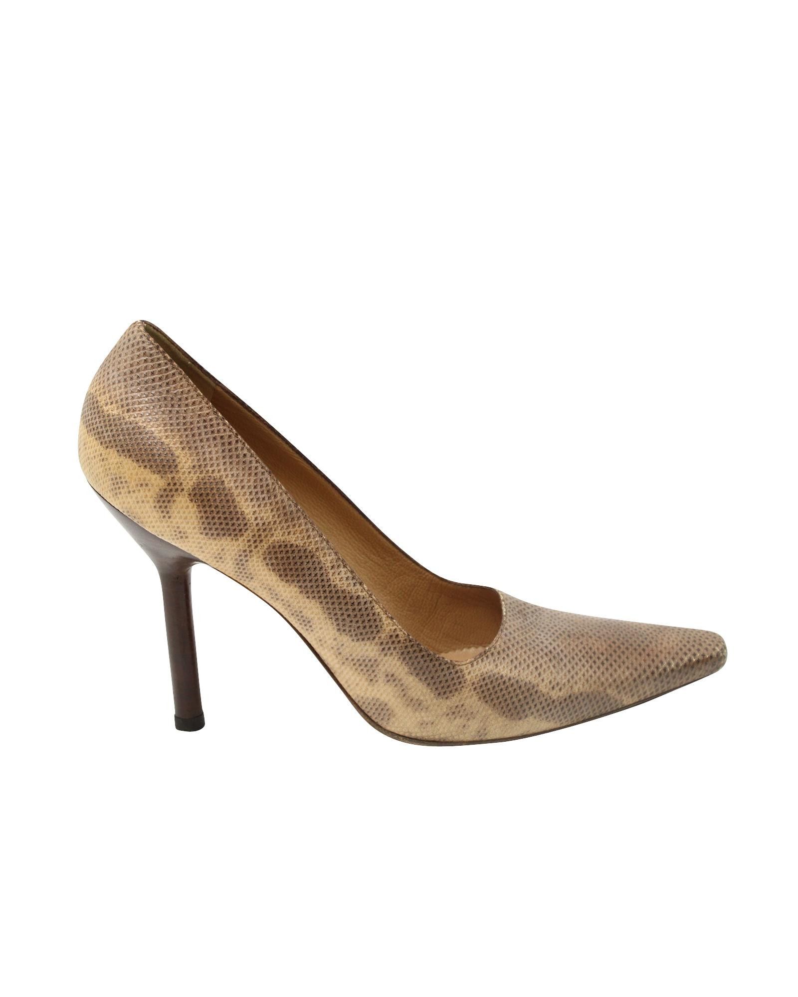 image of Gucci Exotic Leather Pointed Toe Pumps With Snakeskin Print By Italian Designer Shoes, Women's (Siz