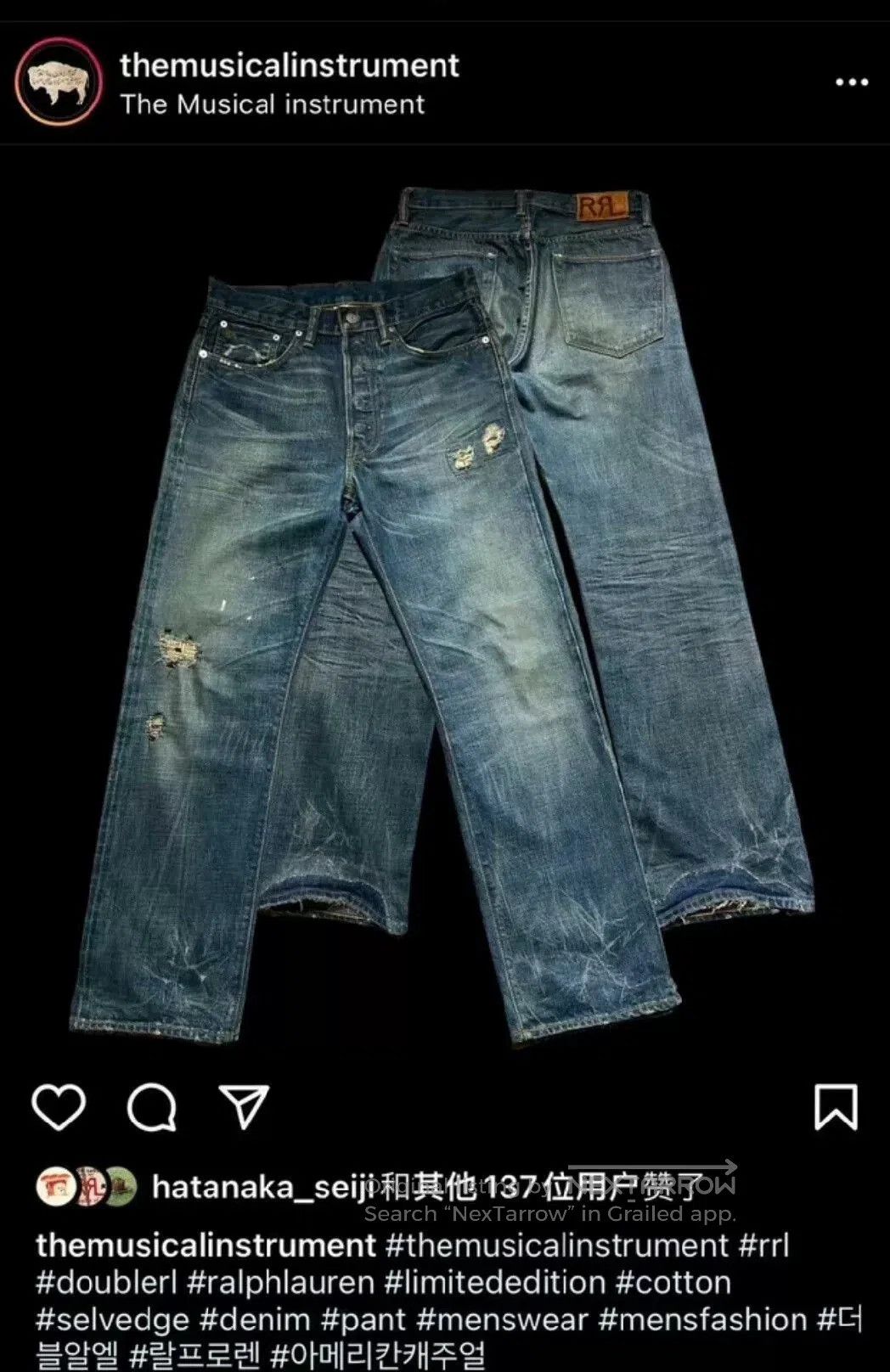 RRL Ralph Lauren rrl double rl straight leg denim jeans. Size US 30 / EU 46 - 9 Thumbnail