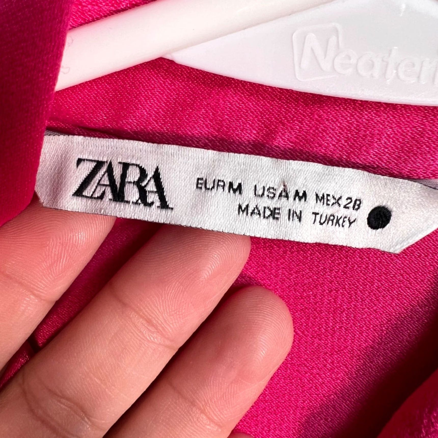 Zara Zara Womens Medium Hot Pink Button-Up Collared Shirt Long Sleeves Lightweight Size M / US 6-8 / IT 42-44 - 3 Thumbnail