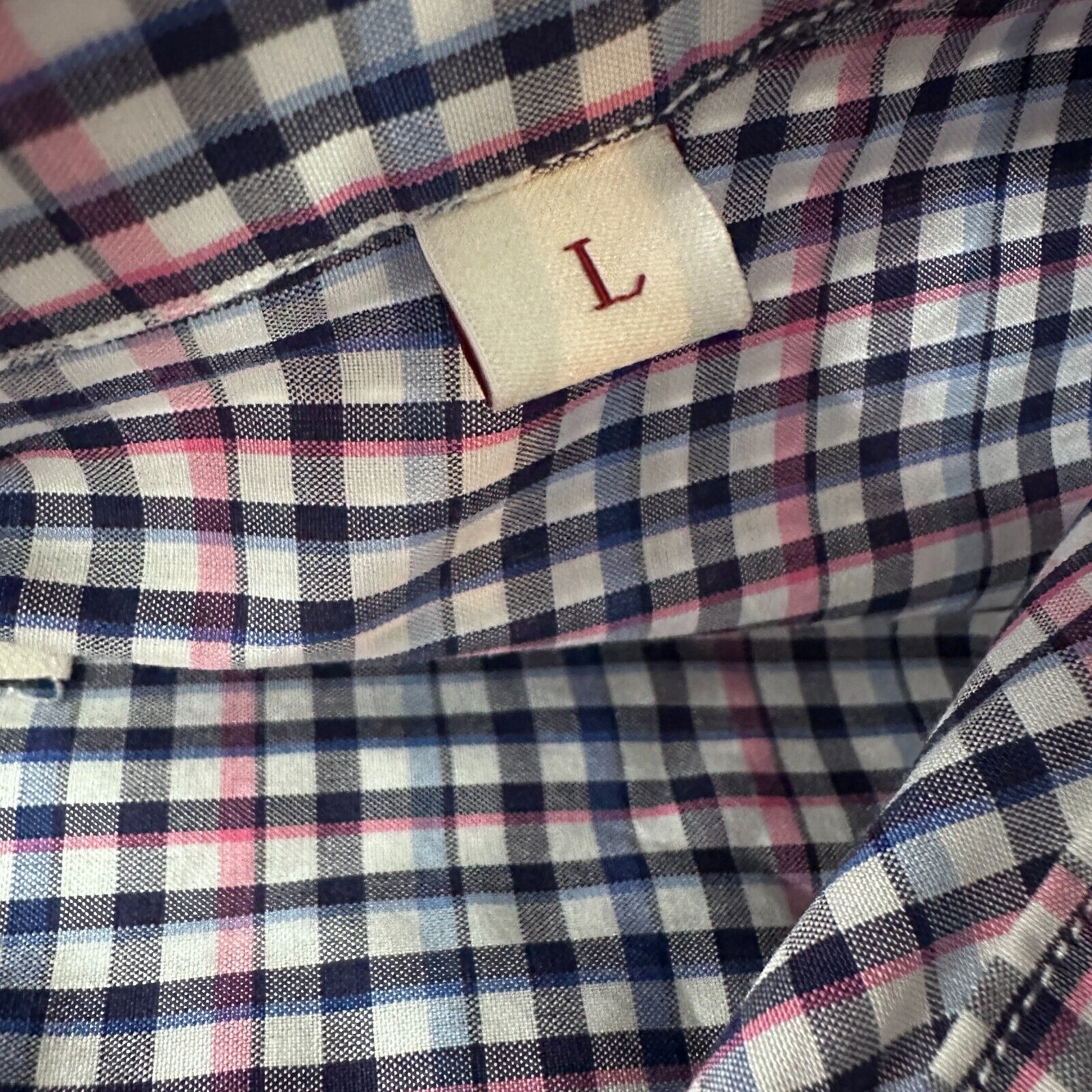 Luciano Barbera Luciano Barbera Shirt Mens Large Blue Pink Gingham Button-Up Size US L / EU 52-54 / 3 - 7 Thumbnail