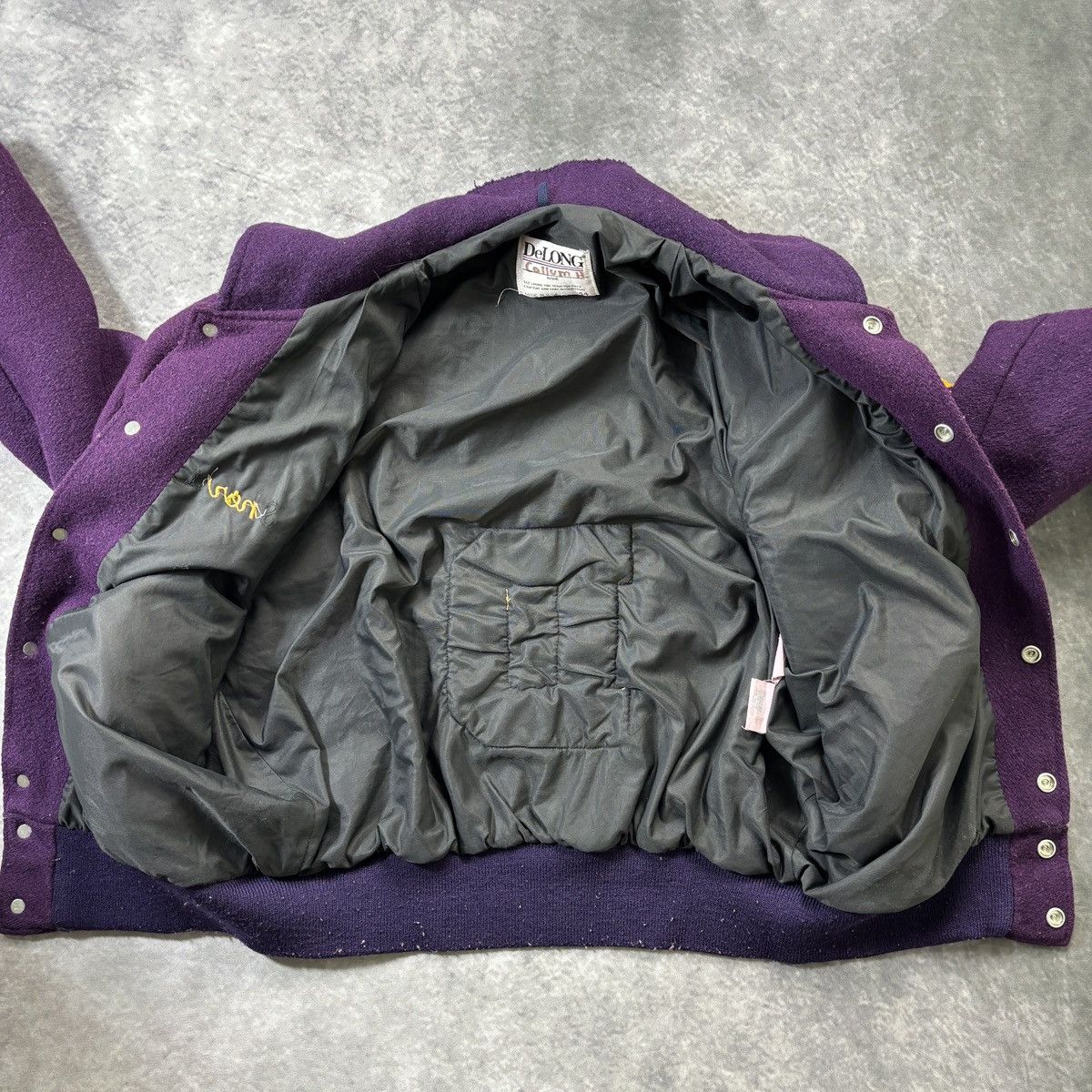 Delong × Vintage 1980s Delong Letterman Vintage Varsity Jacket Wool Bomber Size US S / EU 44-46 / 1 - 5 Thumbnail