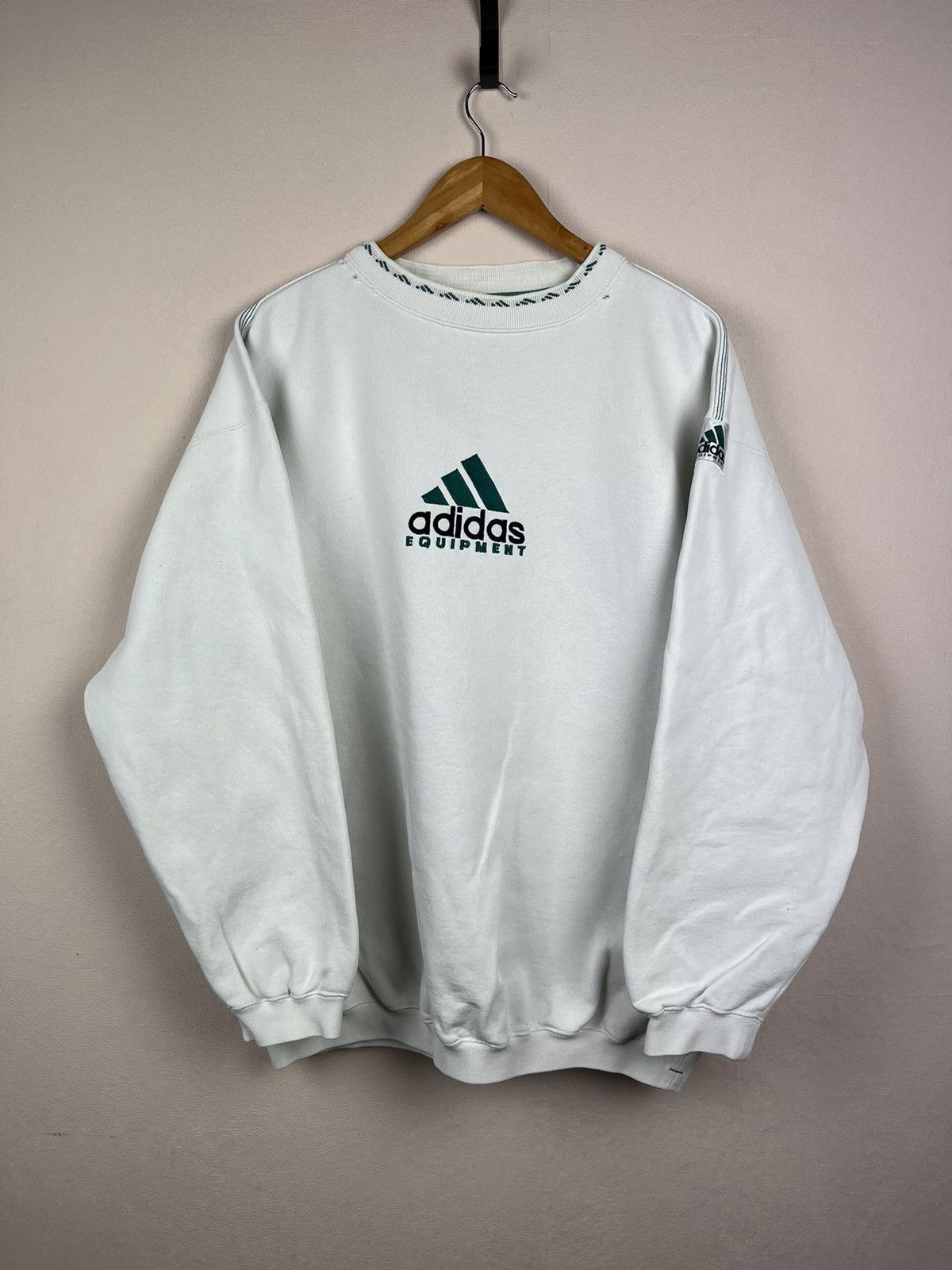 Adidas Vintage Adidas Equipment Sweatshirt Big Logo White Size US XL / EU 56 / 4 - 1 Thumbnail