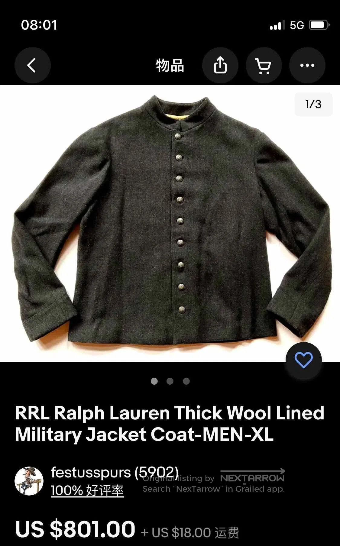 RRL Ralph Lauren RRL Ralph Lauren Civil War Infantry Coat. Size US S / EU 44-46 / 1 - 3 Thumbnail