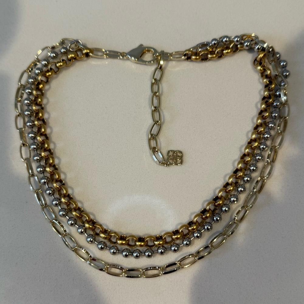 Designer Kendra Scott Brylee Multi Strand Gold Silver Chain Necklace Size ONE SIZE - 4 Thumbnail