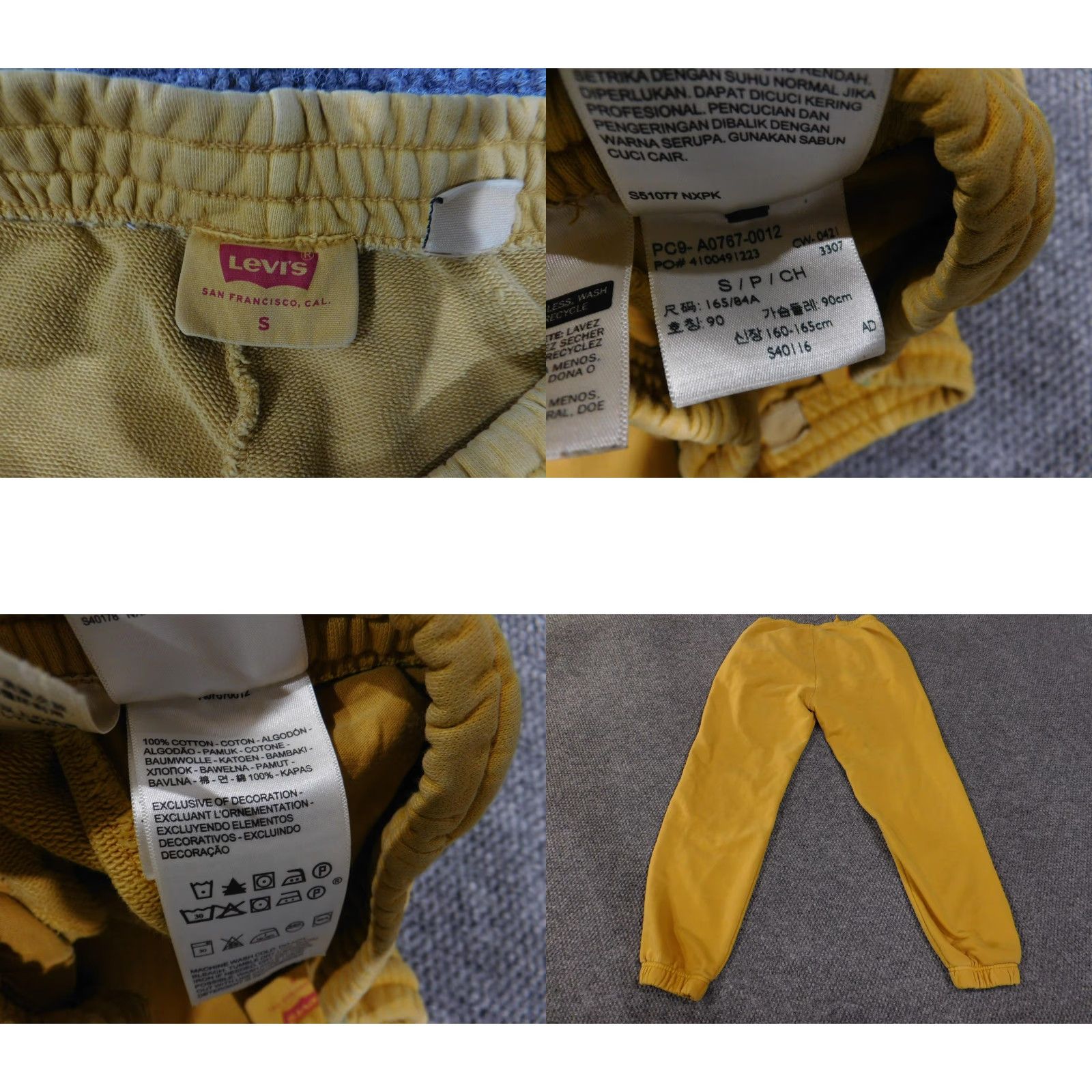 Levi's VINTAGE Levi's Pants Mens Small Yellow Jogger Sweatpants Drawstring Elastic Cuffs Logo Size US 29 - 8 Thumbnail