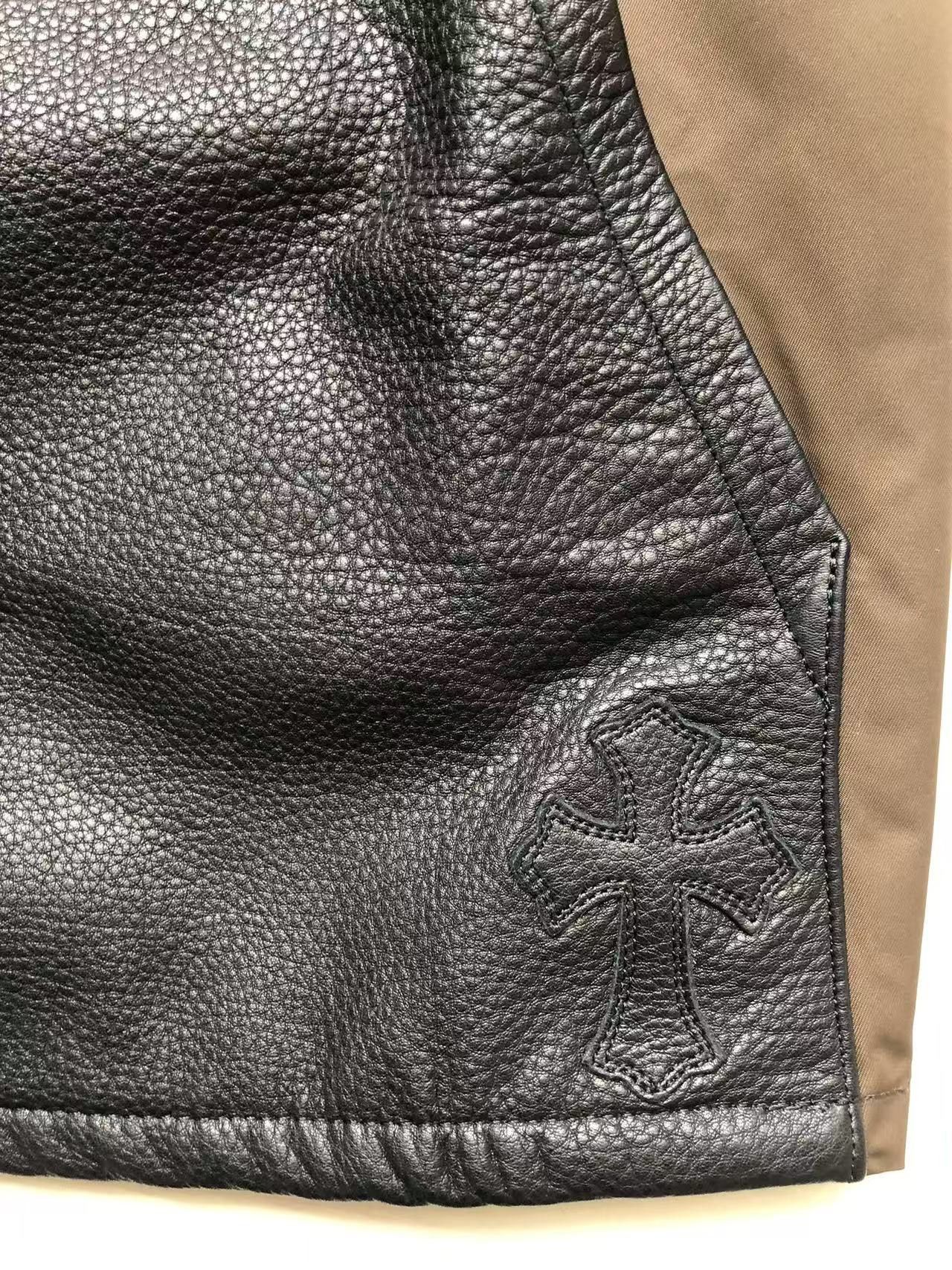 Chrome Hearts Chrome Hearts Zip Nylon Leather Patchwork Brown Shirt Jacket Size US L / EU 52-54 / 3 - 3 Thumbnail