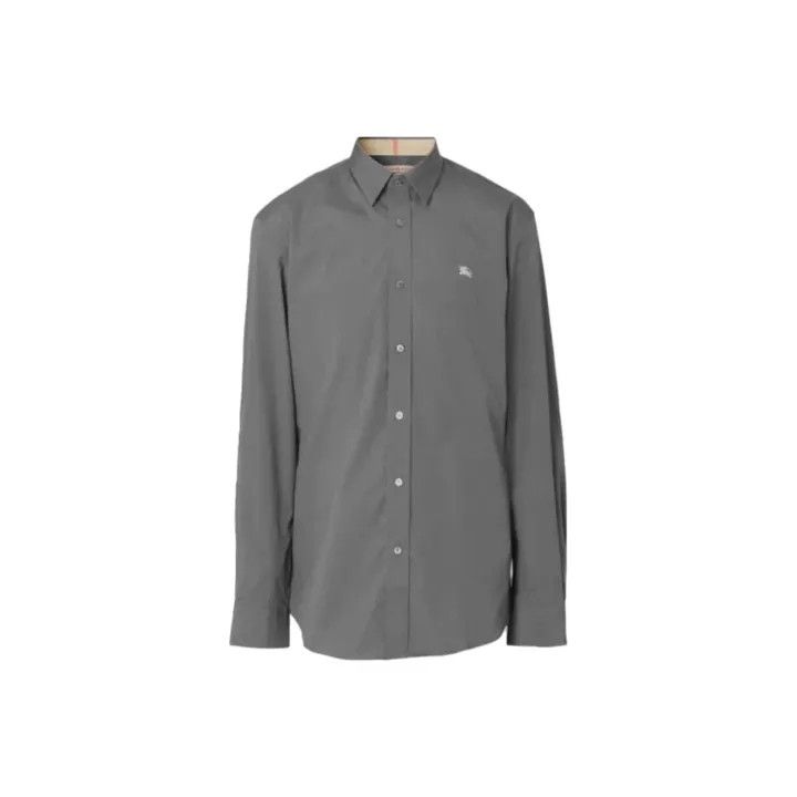 Burberry Burberry Men's Gray Logo Embroidered Long Sleeve Shirt Size US M / EU 48-50 / 2 - 1 Thumbnail