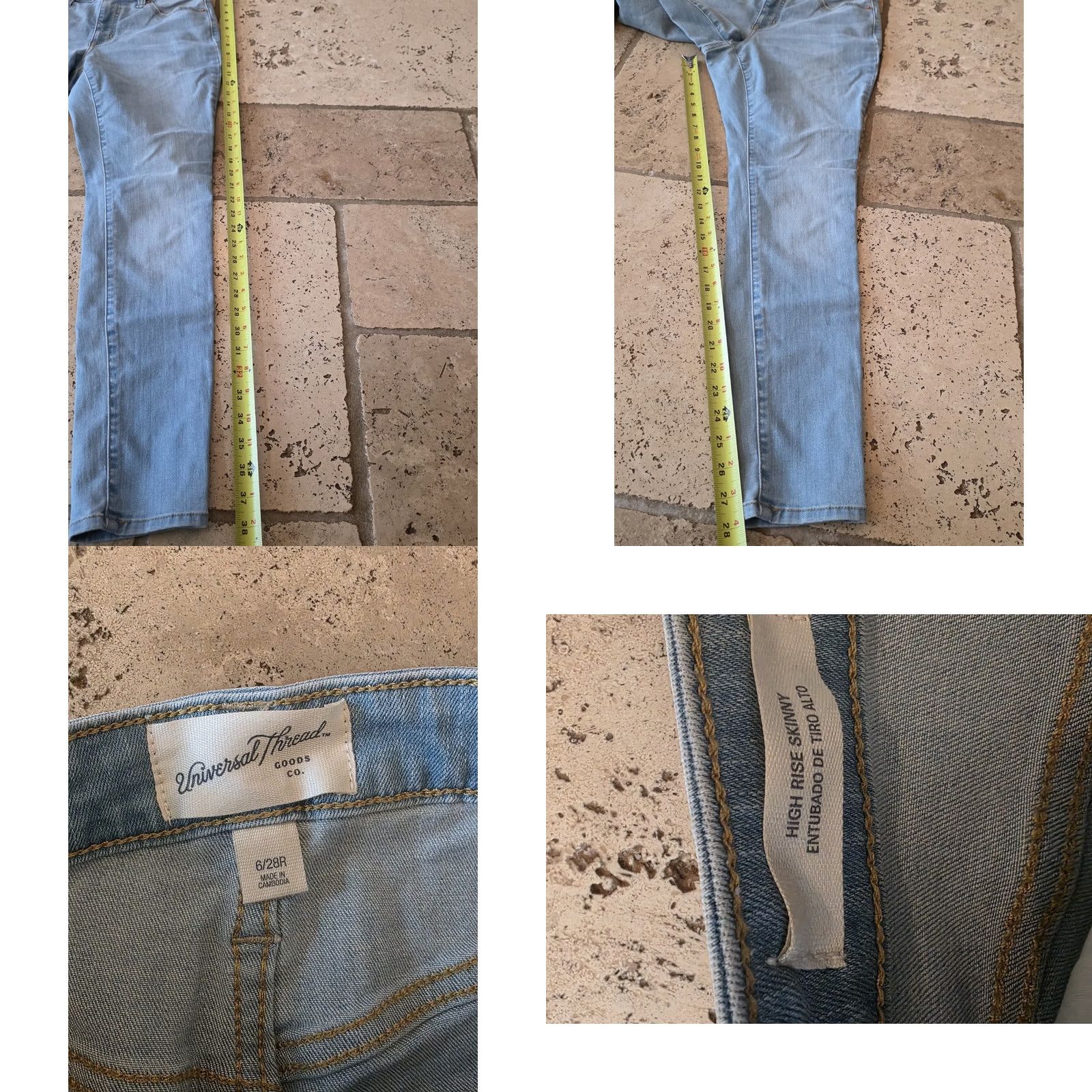 Vintage VINTAGE? No — Universal Thread Jeans Womens Size 6/28R High-Rise Skinny Light Denim Blue 5-Pocket Belt Loops Slim Womens Regular Jeans Size 25" / US 0 / IT 36 - 8 Thumbnail