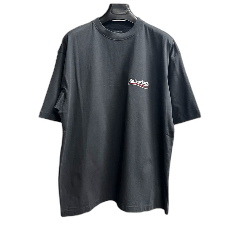 Balenciaga Balenciaga Black Gray Logo Embroidered T-Shirt Size US L / EU 52-54 / 3 - 1 Thumbnail