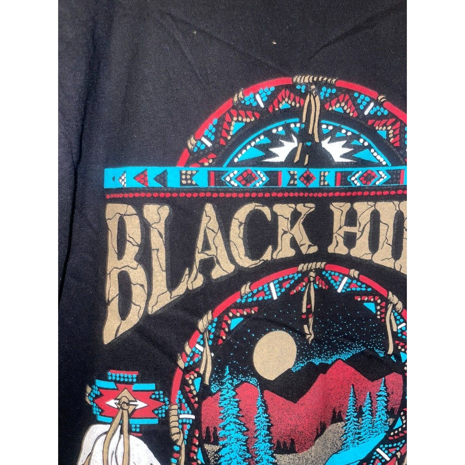 Jerzees Vintage South Dakota Black Hills Native Western Black Shirt Size US L / EU 52-54 / 3 - 3 Thumbnail