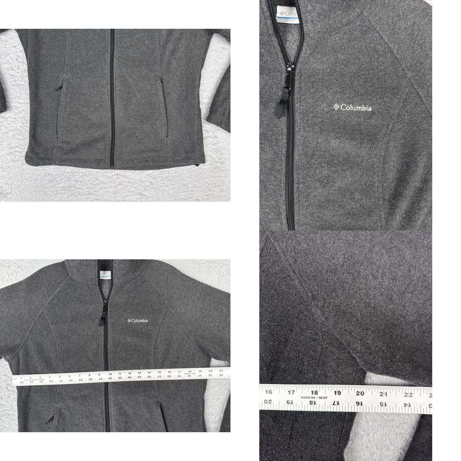 Vintage Columbia Jacket Womens Medium Gray Fleece Full Zip Mock Neck Outdoor Hiking Jacket Size M / US 6-8 / IT 42-44 - 8 Thumbnail
