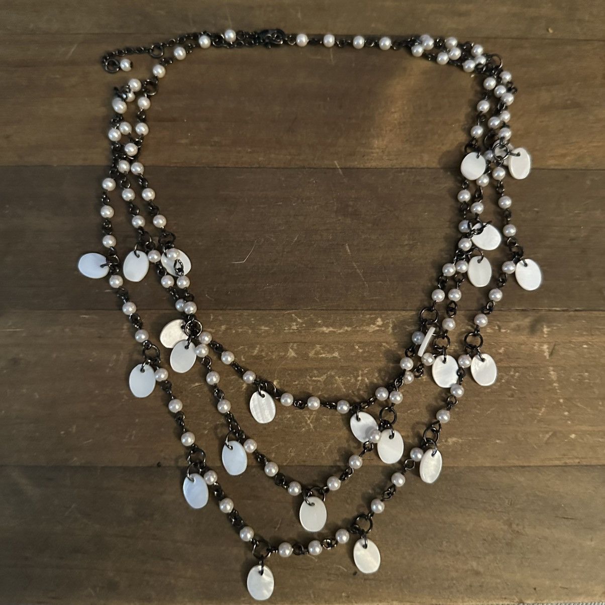 Other Multi strand layered pearl chain shell dangles necklace Size ONE SIZE - 2 Thumbnail
