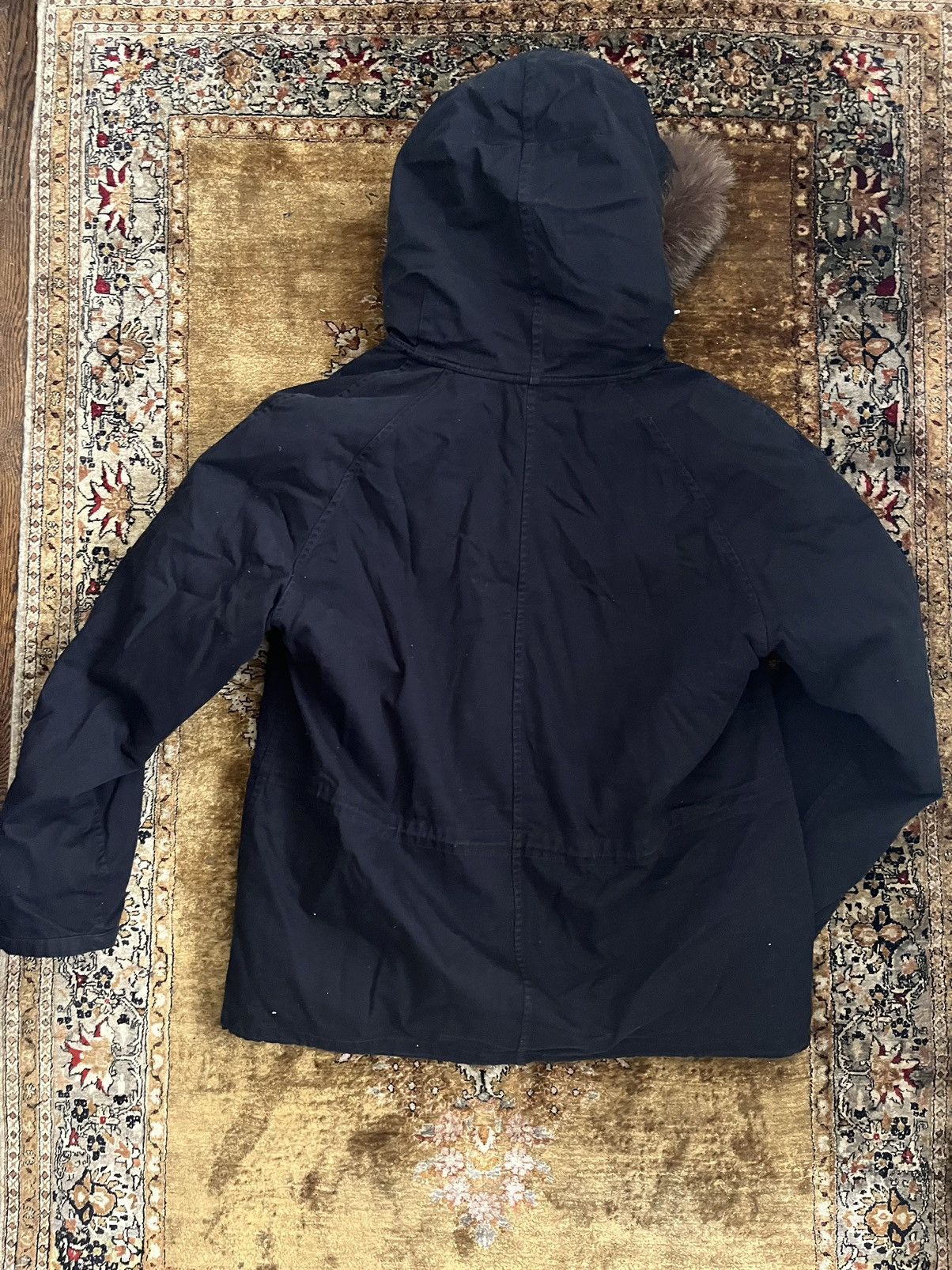 YVES SALOMON Blue Parka - detachable fox & rabbit fur liner