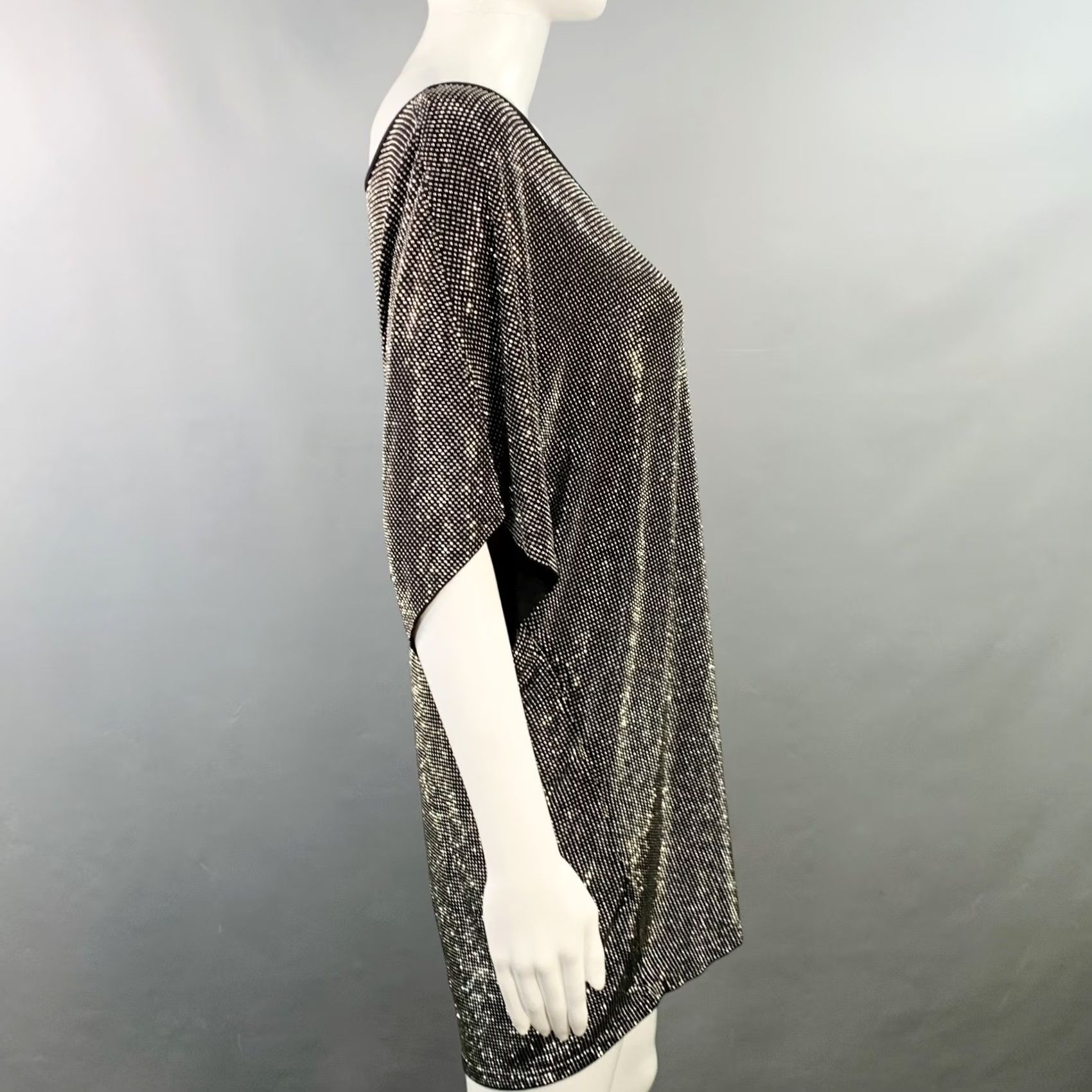 Balmain BALMAIN XS Black Silver Viscose Blend Studded Scoop Neck T-Shirt Womens Size XS / US 0-2 / IT 36-38 - 3 Thumbnail