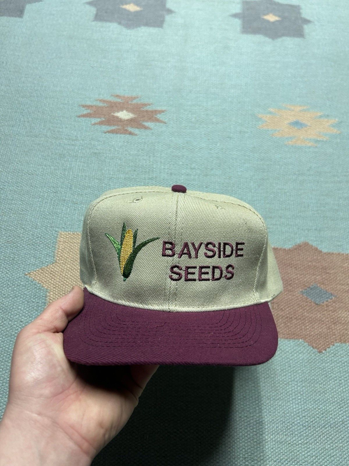 Vintage Vtg SnapBak hat bayside seeds corn farm Michigan embroidered Size ONE SIZE - 2 Thumbnail