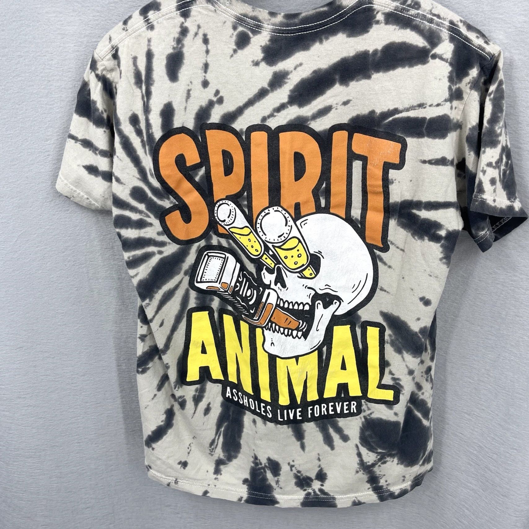 Vintage ALF T-Shirt Mens Small Gray 90s Skull Read As*holes Live Spirit Animal Tie-Dye Crew Neck Short Sleeve Cotton Jersey Vintage No Size US S / EU 44-46 / 1 - 4 Thumbnail