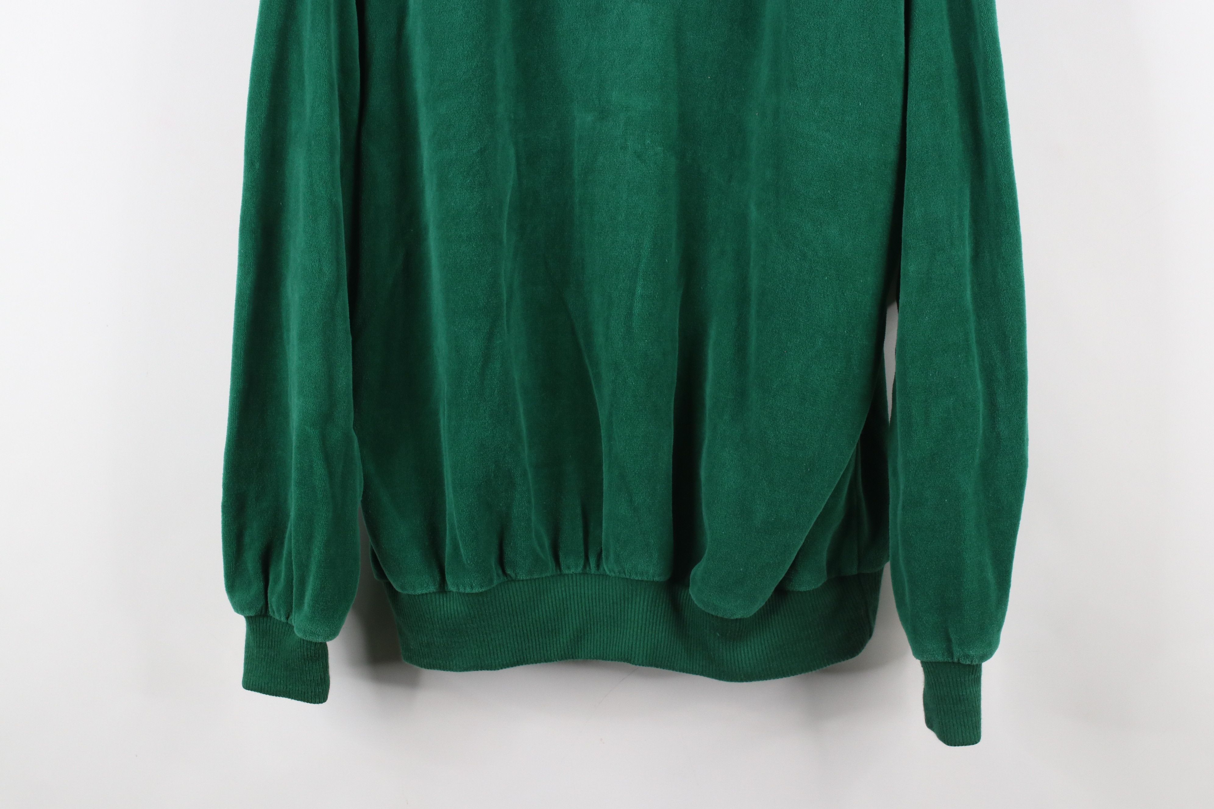 Vintage Vintage 70s Streetwear Block Velour V-Neck Sweater Green Size US XL / EU 56 / 4 - 3 Thumbnail