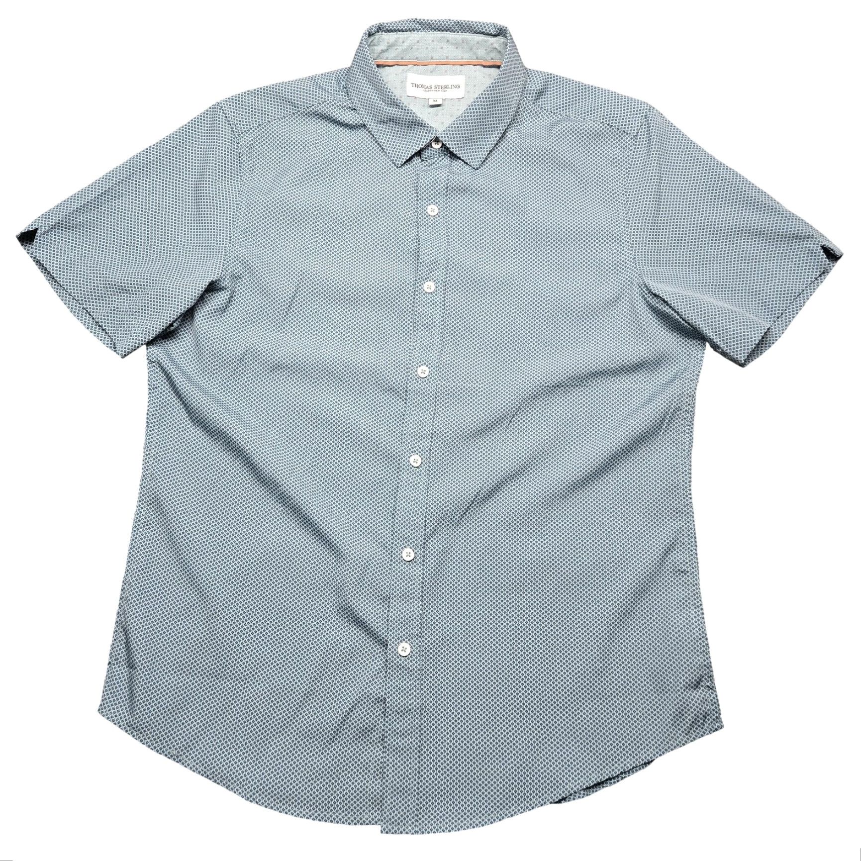 Vintage Thomas Sterling Shirt Mens Medium Blue Geometric Short Sleeve Button Up Stretch Size US M / EU 48-50 / 2 - 2 Thumbnail