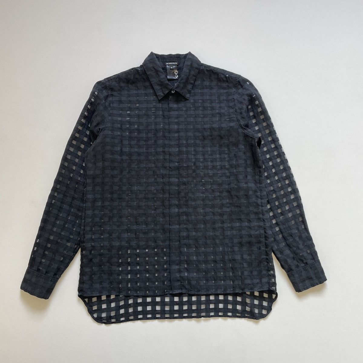 Ann Demeulemeester Black ‘Sheer Square’ Patterned Shirt Size US M / EU 48-50 / 2 - 16 Thumbnail