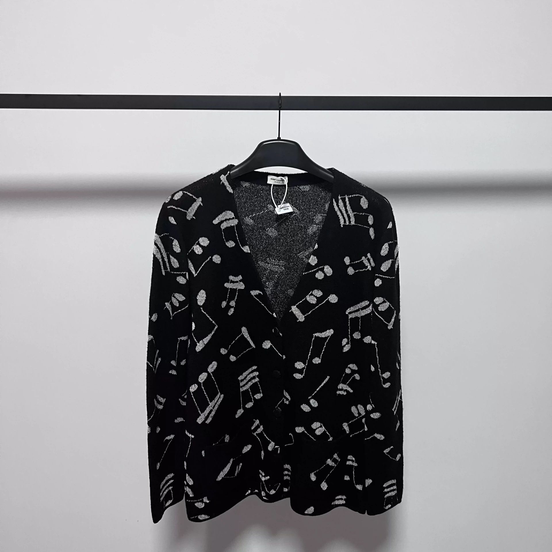 Saint Laurent Paris Music note cardigan sweater