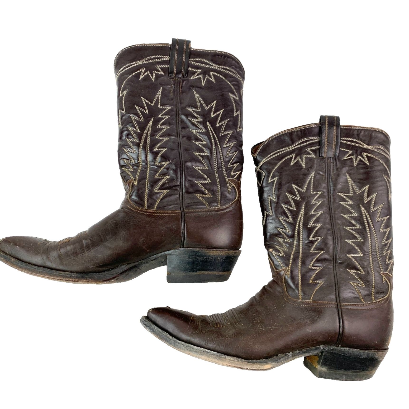 Tony Lama VINTAGE Tony Lama Boots Mens US 10 Cats Paw Dark Brown Leather Zipper Cowboy Western Shoes Mens Size US 10 / EU 43 - 5 Thumbnail
