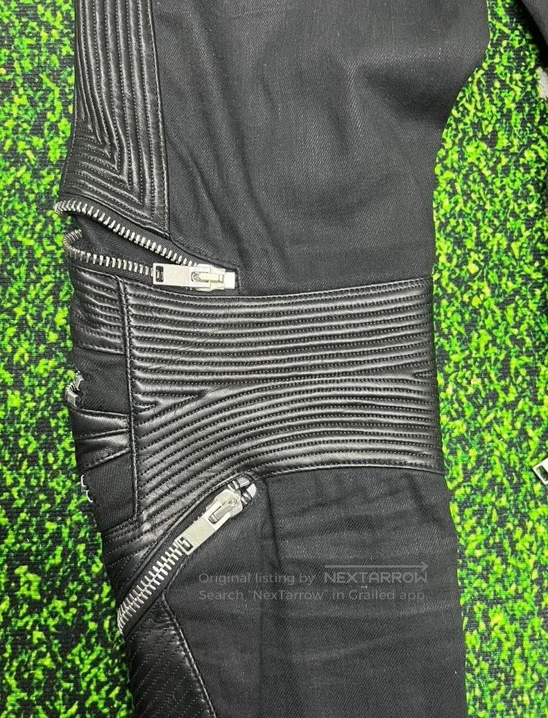 Saint Laurent Paris Saint Laurent Distressed Leather Zip Jeans- Size US 31 - 8 Thumbnail