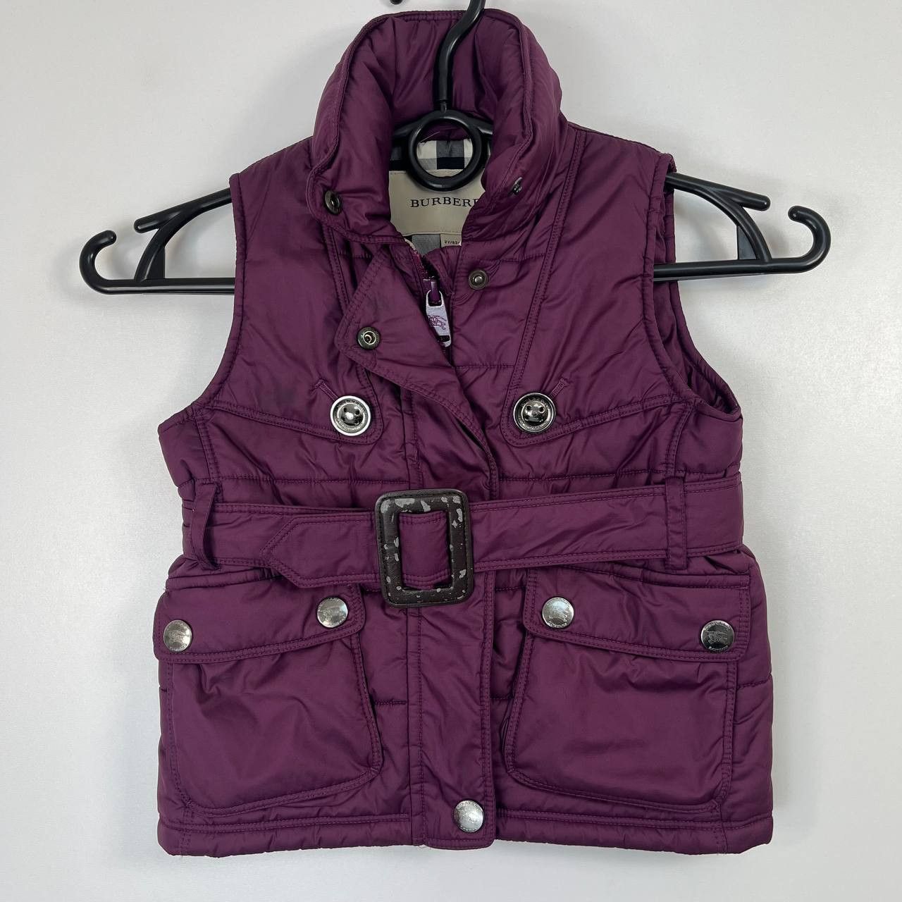Burberry Quilted Puffer Vest Burgundy Belted Nova Check