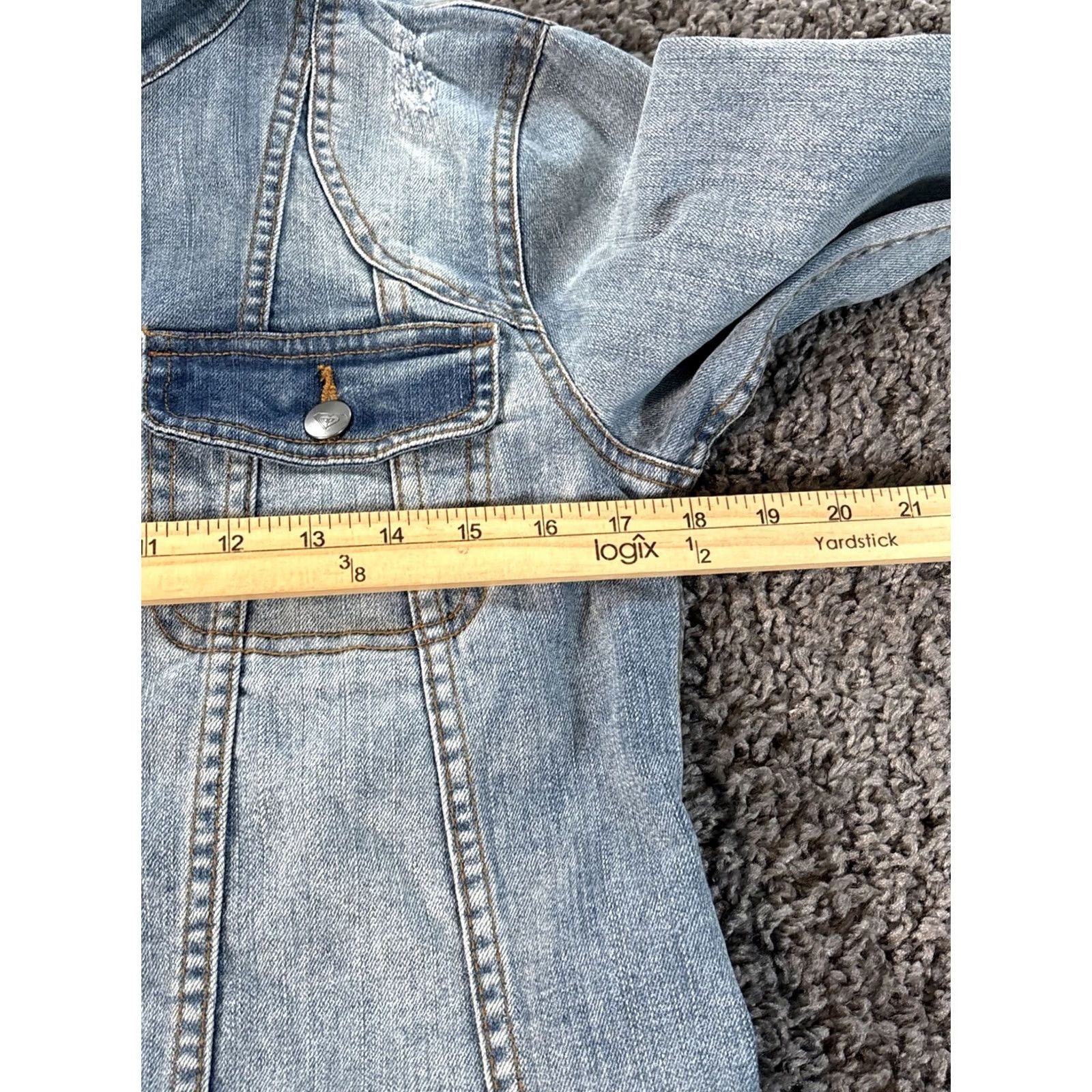 Vintage ROXY Denim Jacket Light Wash Women L Crochet Back Panel Y2K Basic Jacket Mens? Womens Size L / US 10 / IT 46 - 4 Thumbnail
