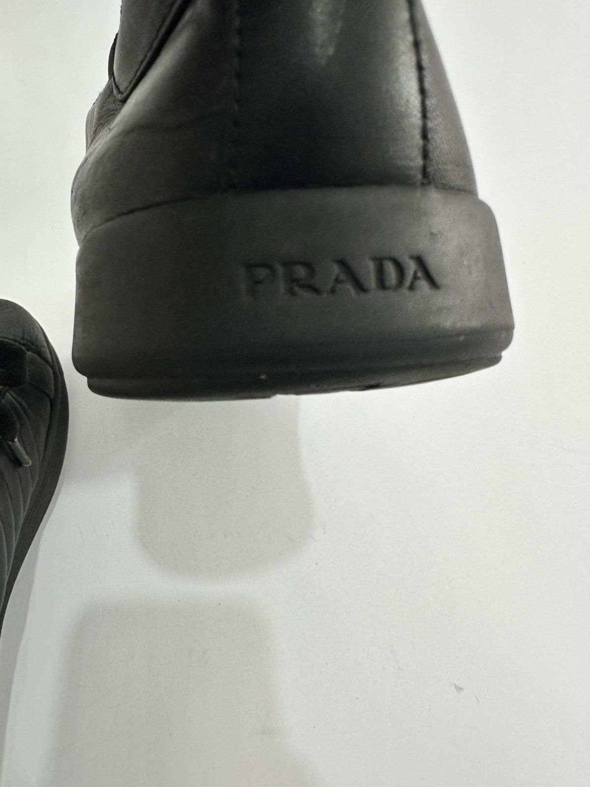 Prada Prada Black Leather Low Top Sneakers Size Size US 11 / EU 44 - 4 Thumbnail