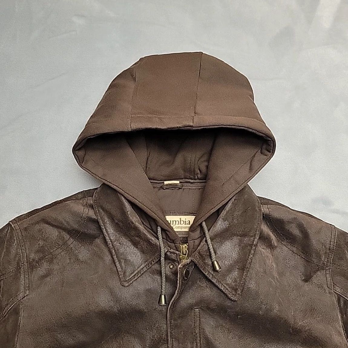 Vintage Columbia Jacket Men Large Brown Leather Hooded Full Zip Insulated Removable Hood Size US L / EU 52-54 / 3 - 3 Thumbnail