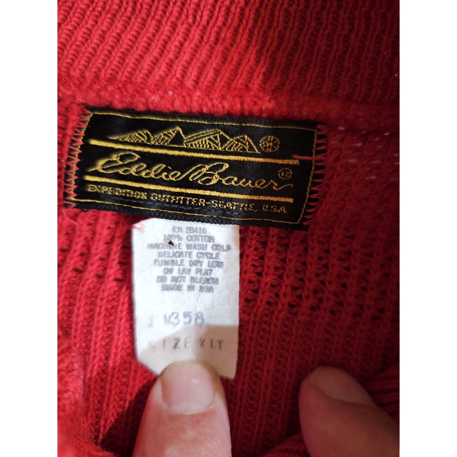 Eddie Bauer VINTAGE Eddie Bauer Sweater Pullover Knit Cable 1/4 Button XLT Red Mens Size XLT Size US XL / EU 56 / 4 - 6 Thumbnail