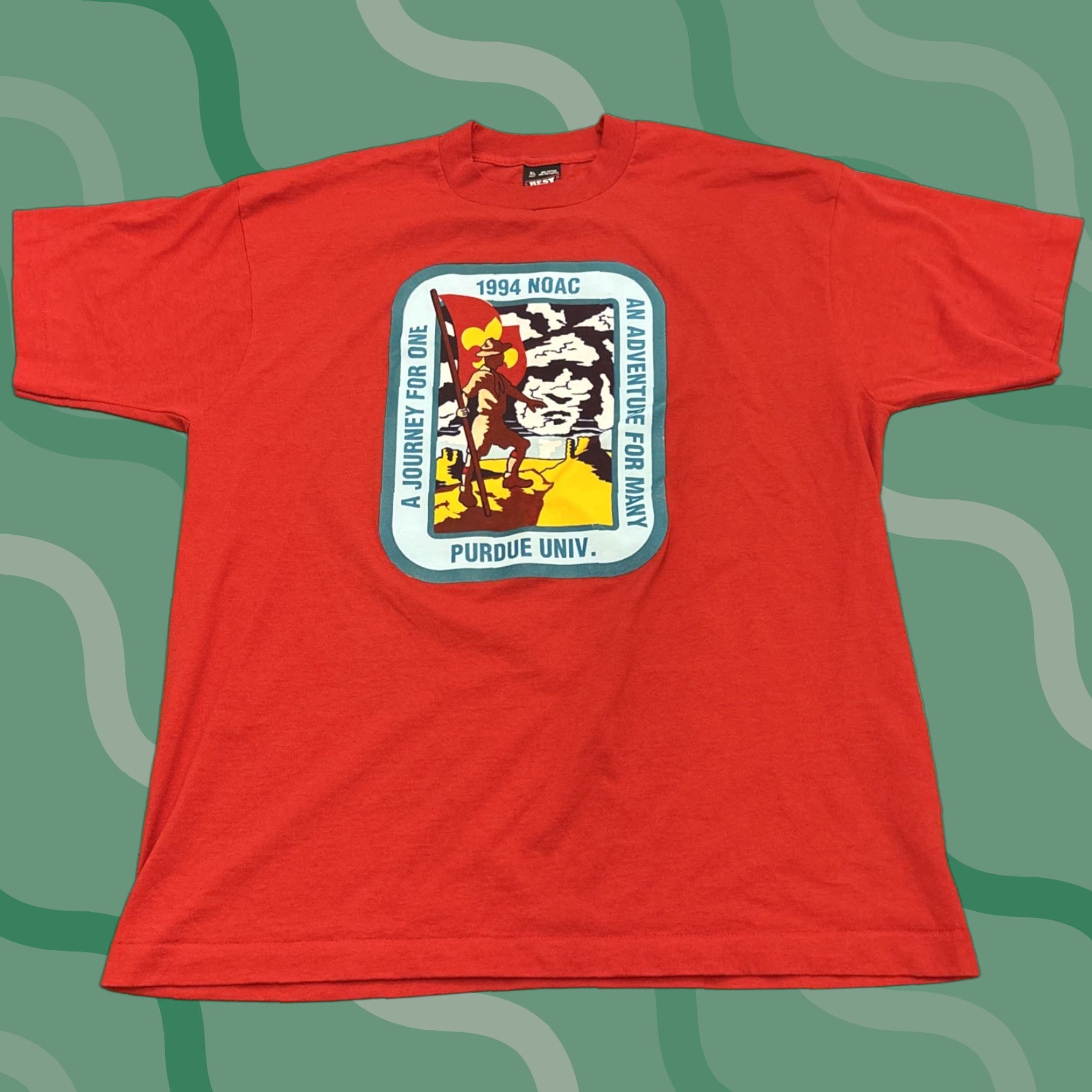 Fruit Of The Loom VINTAGE Fruit of the Loom Purdue University T-Shirt Red XL Single Stitch 1994 NOAC Mens Size US XL / EU 56 / 4 - 1 Thumbnail