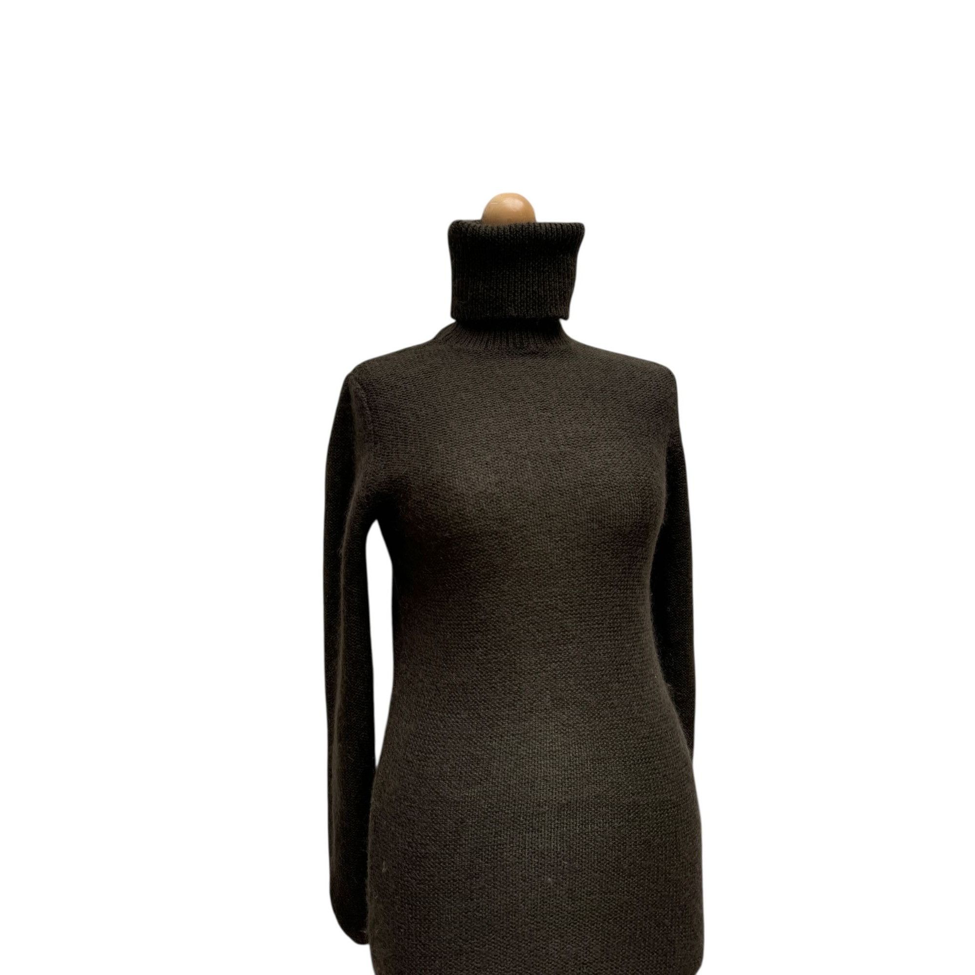 Yves Saint Laurent Vintage Brown Wool Ribbed Knit Dress Size M / US 6-8 / IT 42-44 - 2 Thumbnail