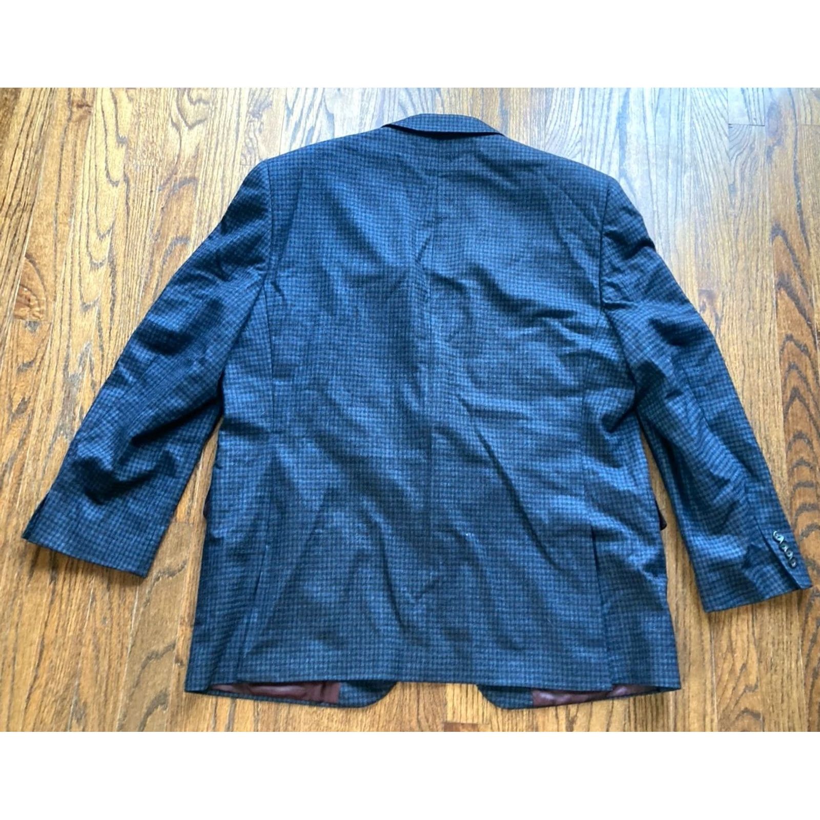 Loro Piana Jack Victor Loro Piana Blazer Mens Single-Breasted Navy Blue Wool 120s Size 46R Checkered Jacket Blazer Mens Size 46R - 7 Thumbnail