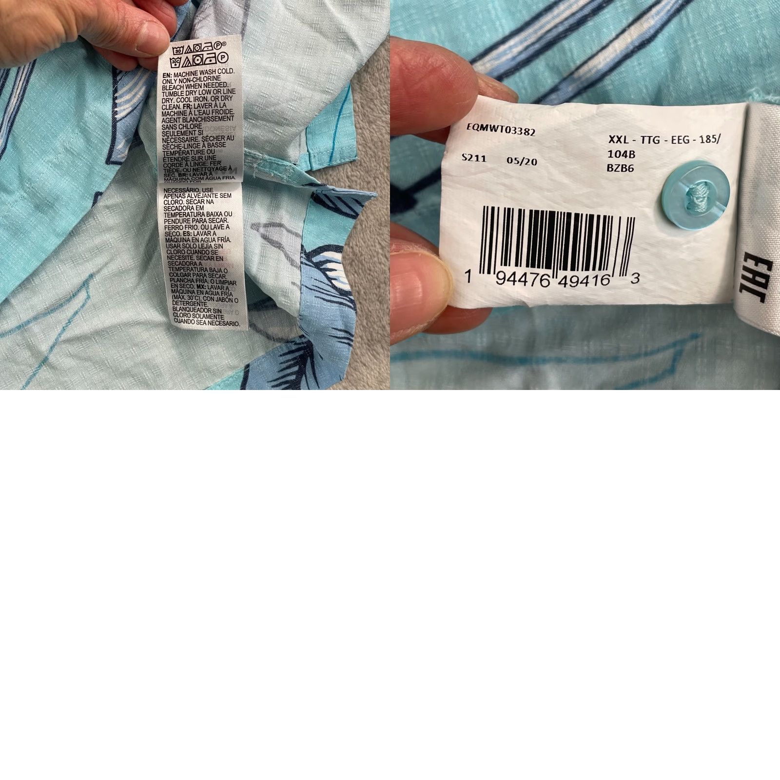 Quiksilver Quiksilver Waterman Shirt Men 2XL Blue Floral Hawaiian Short Sleeve NWOT Button-Up Collared Beach Tropical Surf Casual Mens Size US XXL / EU 58 / 5 - 8 Thumbnail