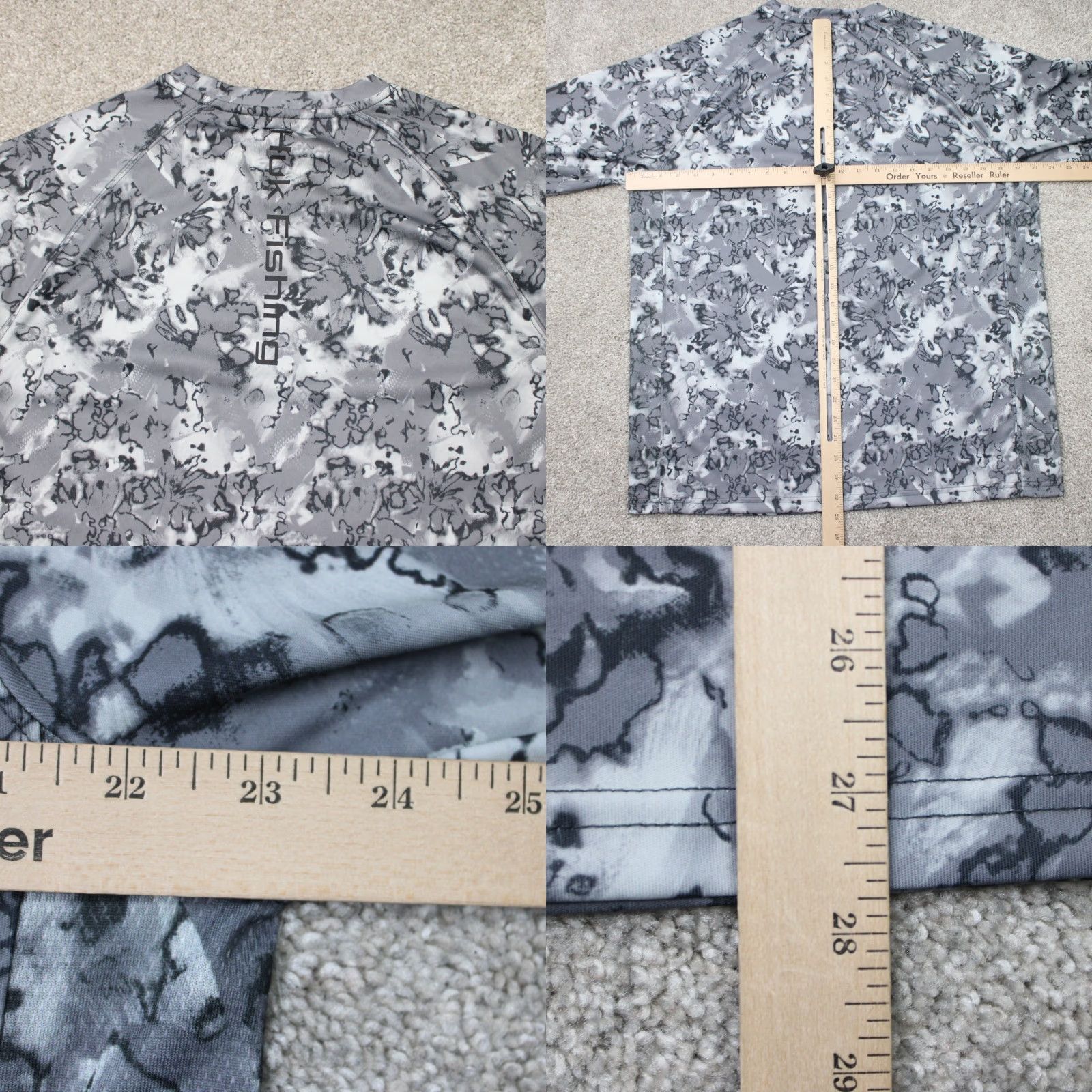 Vintage Huk Mens Large Gray Camouflage Shirt Long Sleeve Pullover Graphic Logo All Seasons Summer Winter Fall Size US L / EU 52-54 / 3 - 8 Thumbnail