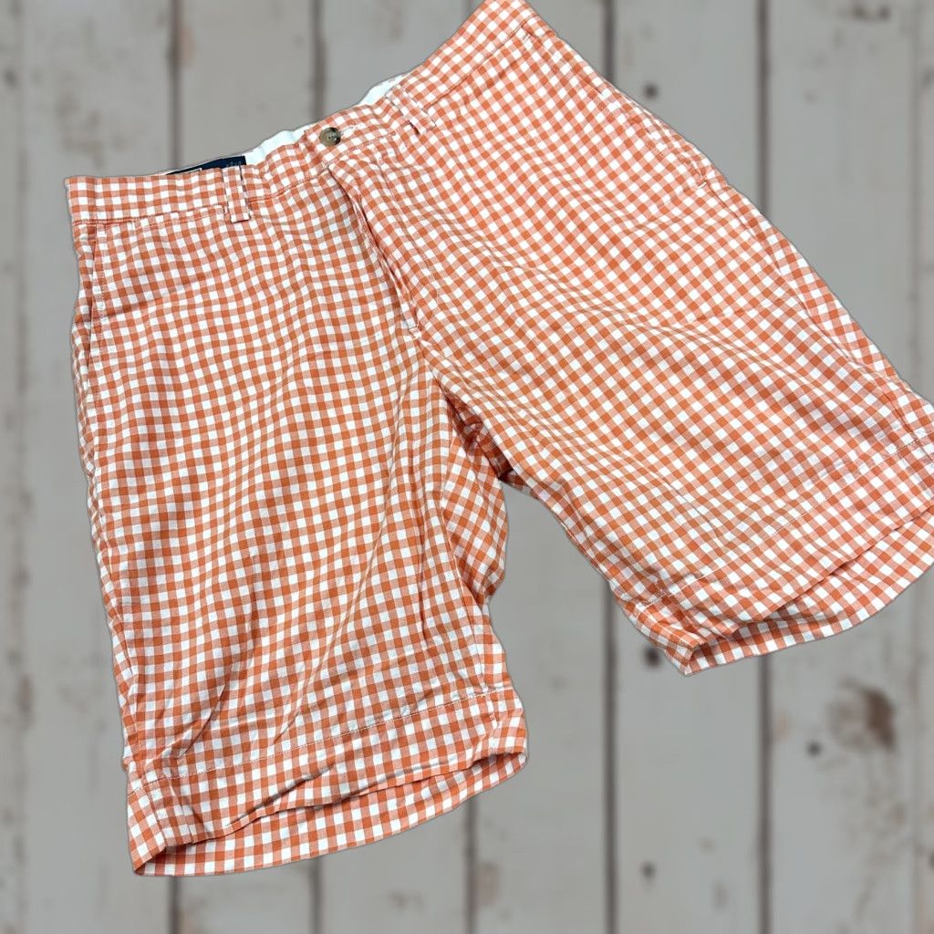 Polo Ralph Lauren Polo Ralph Lauren Shorts Mens 33 Orange White Suffield Short Gingham Cotton Size US XS / EU 42 / 0 - 1 Thumbnail