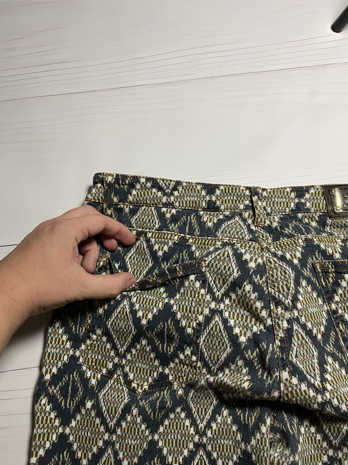 Designer × Etro Etro Jacquard Pattern Diamonds slim fit designer jeans Size 25" / US 0 / IT 36 - 17 Thumbnail