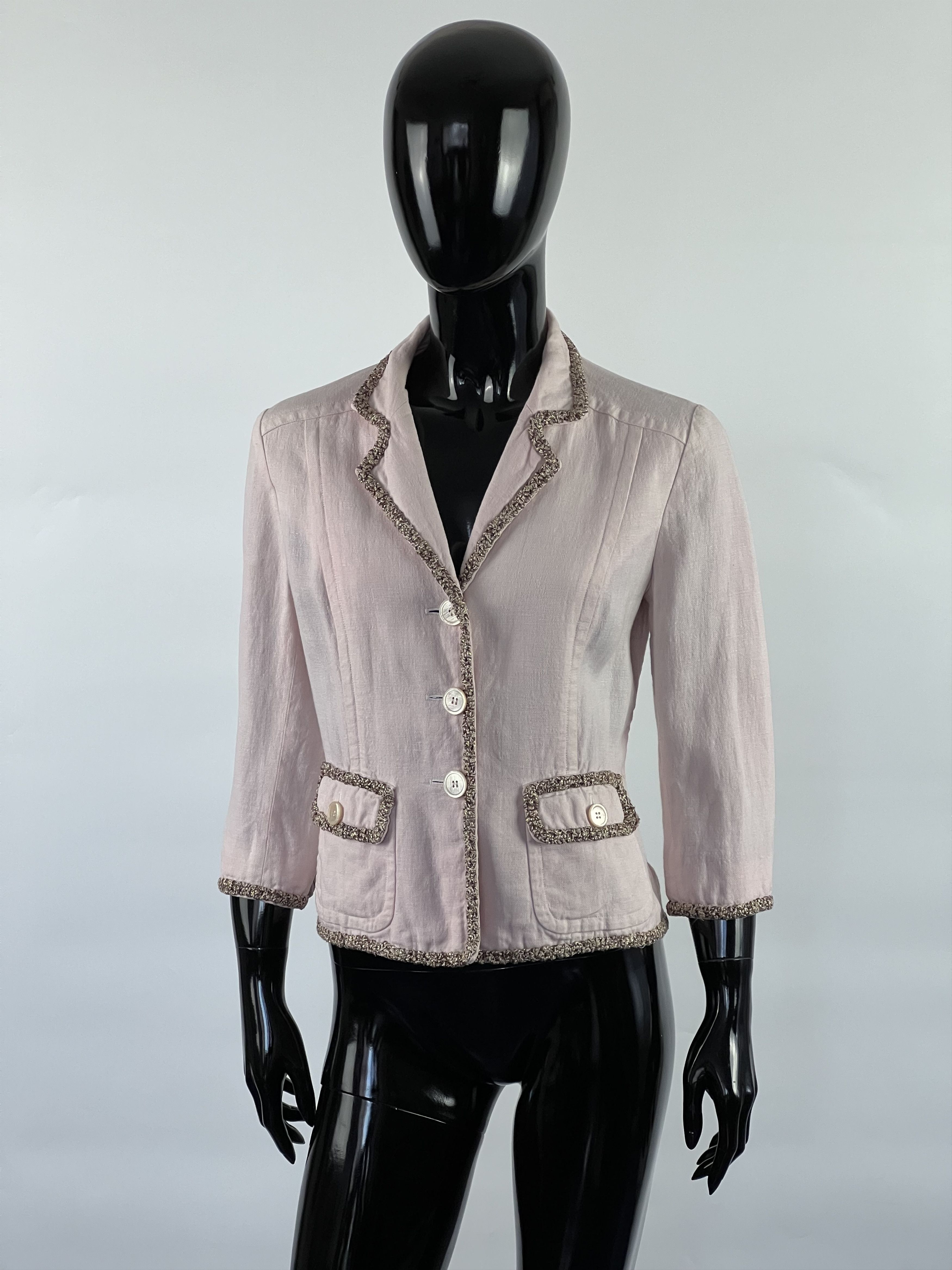 Max Mara Max Mara 3/4 Sleeve Linen Cropped Blazer Jacket Size S / US 4 / IT 40 - 1 Thumbnail