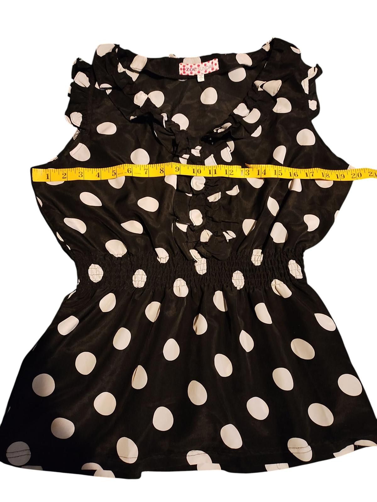 Designer Zoe Sundae Polka Dot Ruffle Sleeveless Women's Top Size L / US 10 / IT 46 - 8 Thumbnail
