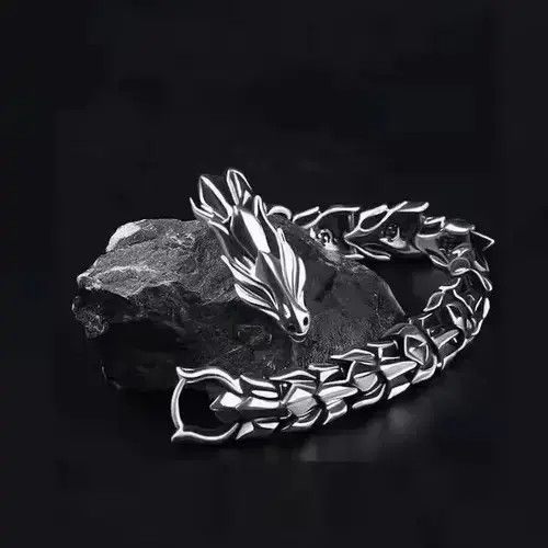 Jewelry Dragon Lin Stainless Steel Bracelet in Silver, Men's