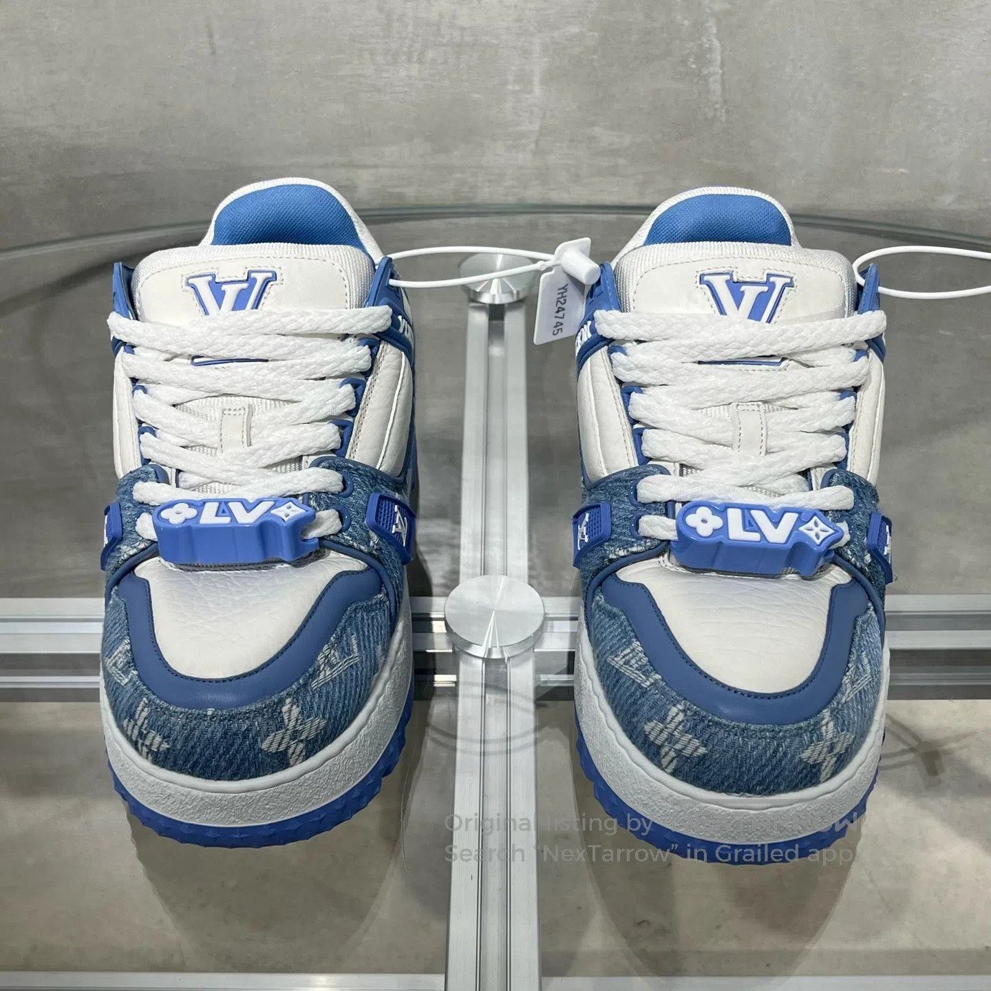 Louis Vuitton Louis Vuitton Trainer Xiao Pangding White Blue Jeans shoes Size US 6 / IT 36 - 2 Thumbnail