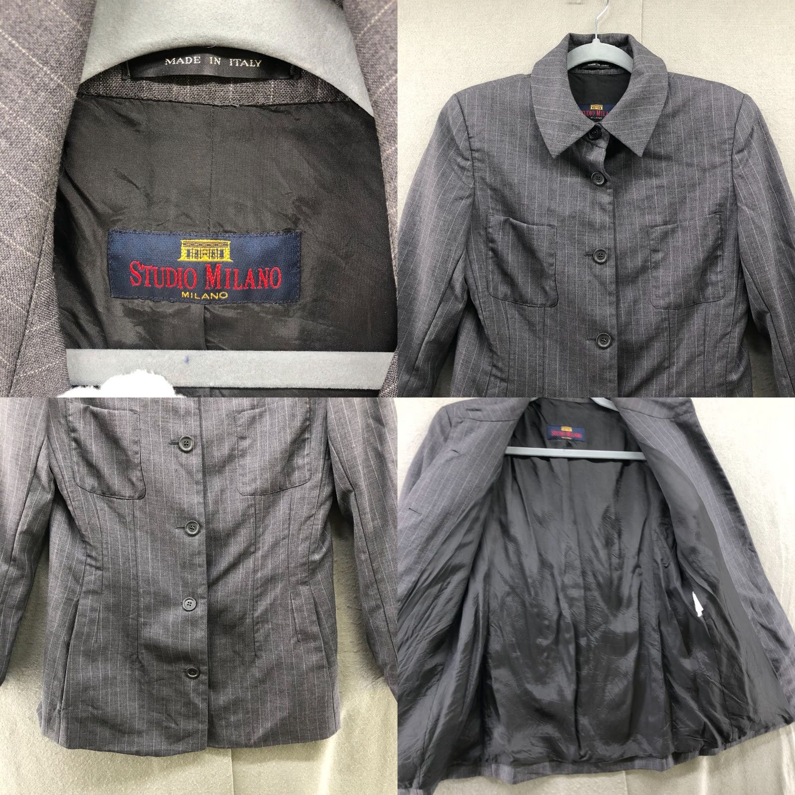 Vintage VINTAGE Studio Milano Blazer Jacket Women 100% Wool Gray Pinstripe Size 8 Woolen, Italian Made, 90s Business Formal Womens Blazer Size M / US 6-8 / IT 42-44 - 8 Thumbnail
