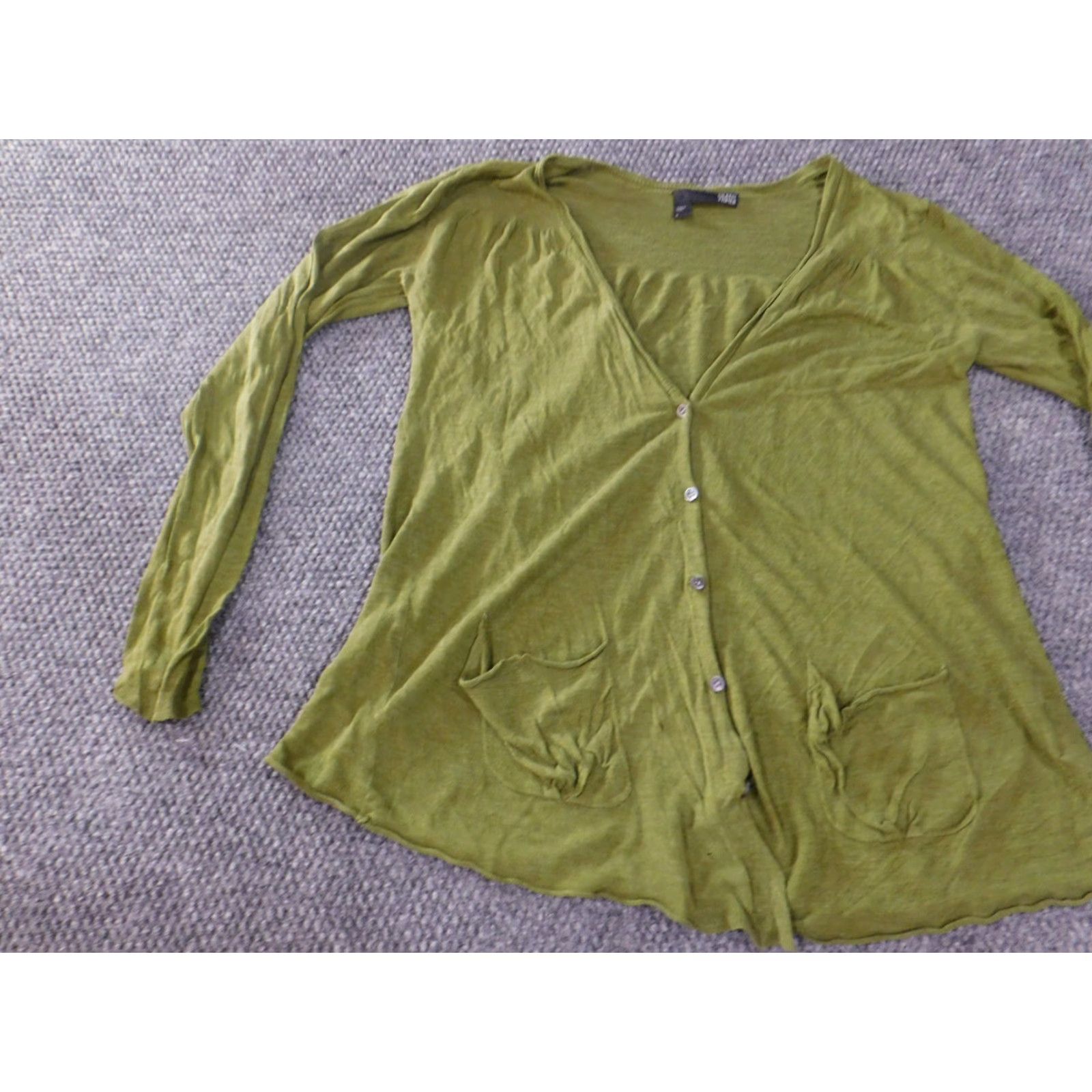 Eileen Fisher Eileen Fisher Sweater Cardigan Womens Small Linen Silk Lightweight Green Button Knit Crew Neck Raglan Sleeve Casual Regular Size S / US 4 / IT 40 - 4 Thumbnail