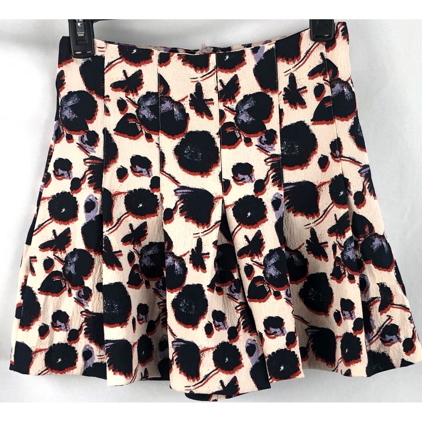 H&M VINTAGE NWT H & M Culotte Skirt Skorts 4 Peach Blue Floral Pleated Mini 25”W High Rise Size 27" / US 4 / IT 40 - 2 Thumbnail